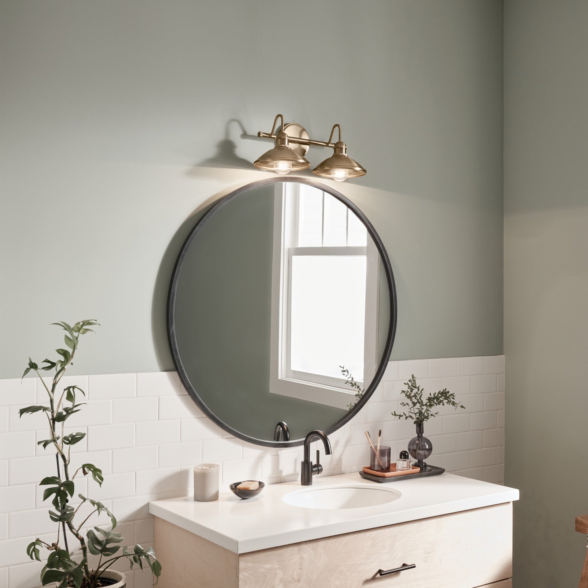 Clyde 17" 2-Light Bath Vanity Light, Champagne Bronze Finish - Bees Lighting