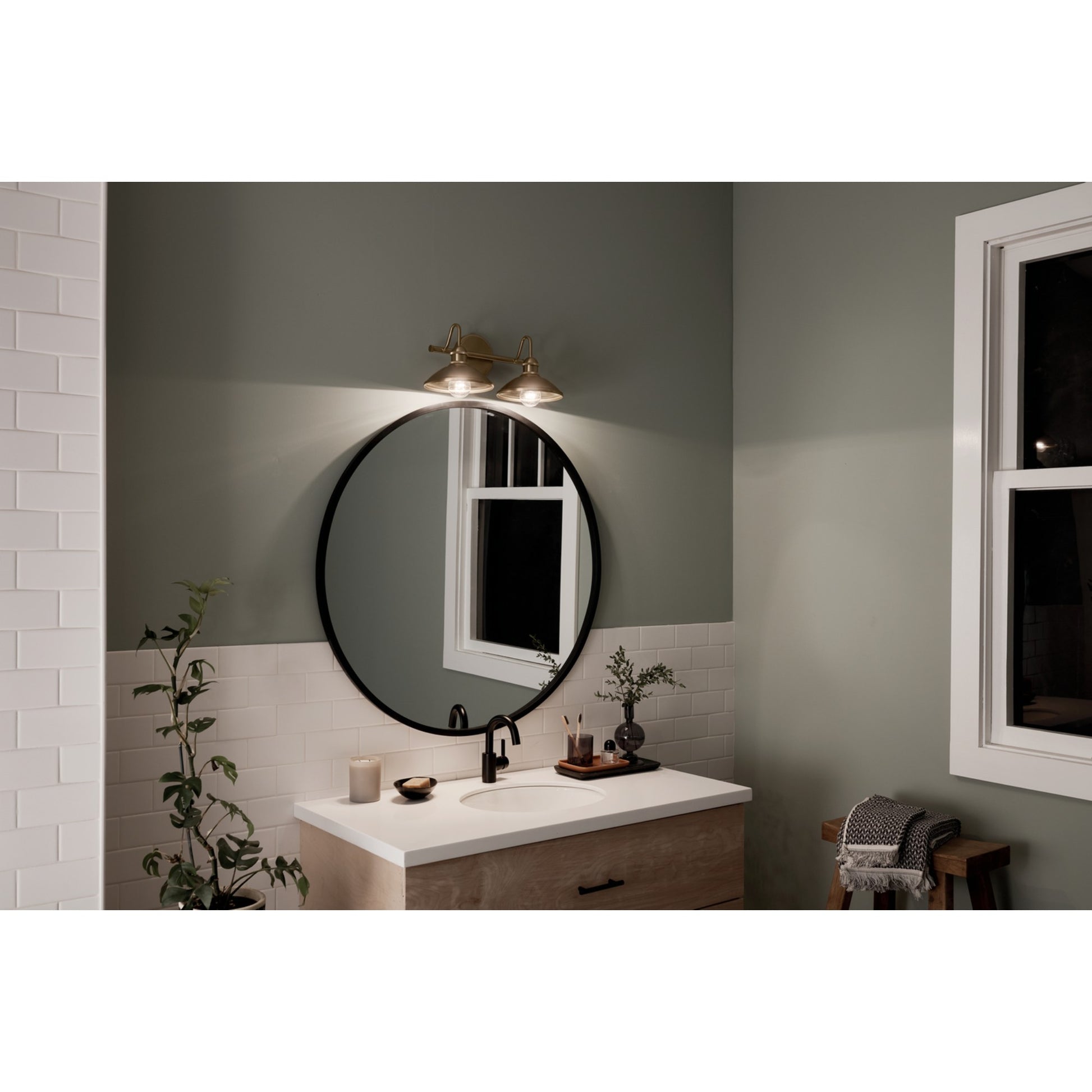 Clyde 17" 2-Light Bath Vanity Light, Champagne Bronze Finish - Bees Lighting