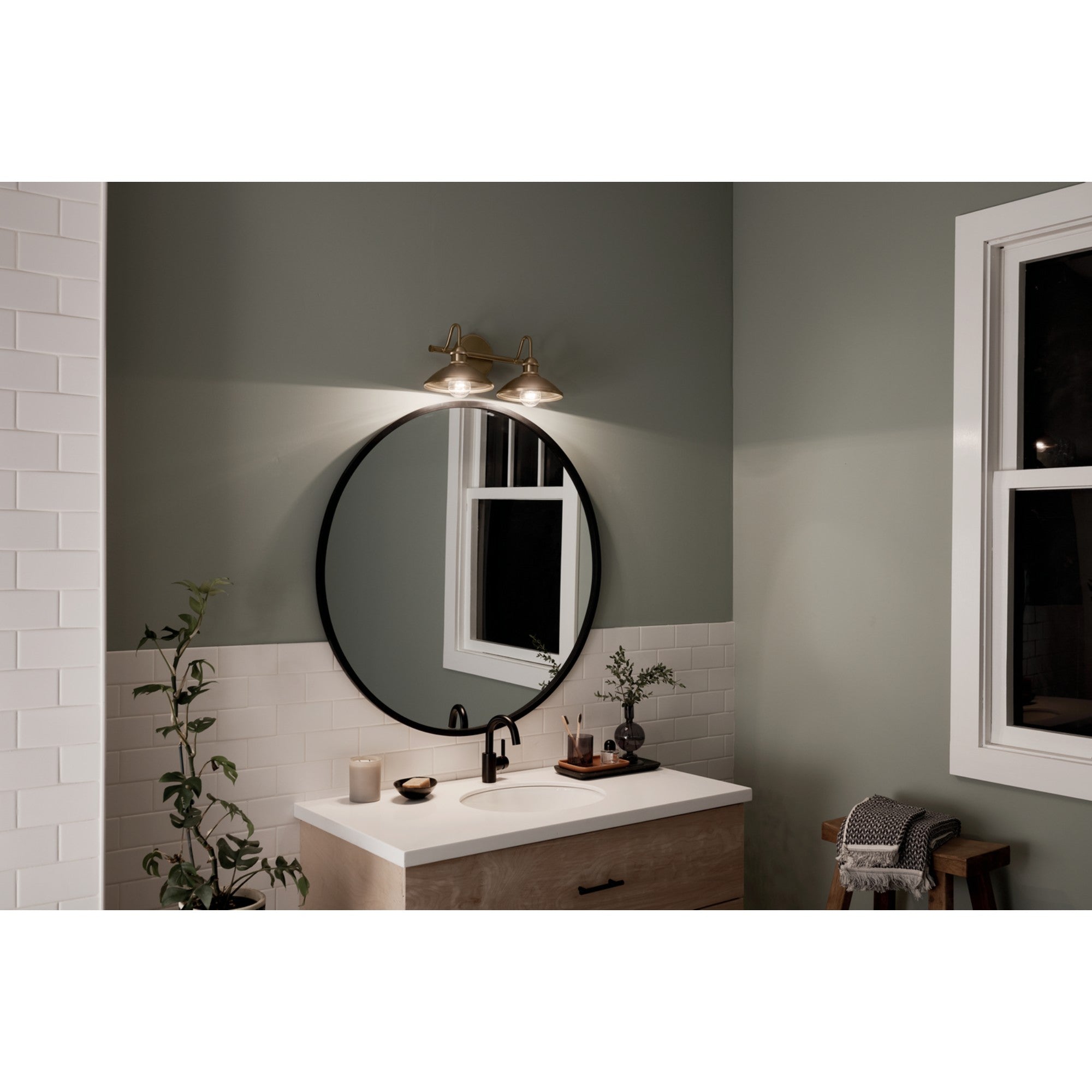 Clyde 17" 2-Light Bath Vanity Light, Champagne Bronze Finish - Bees Lighting