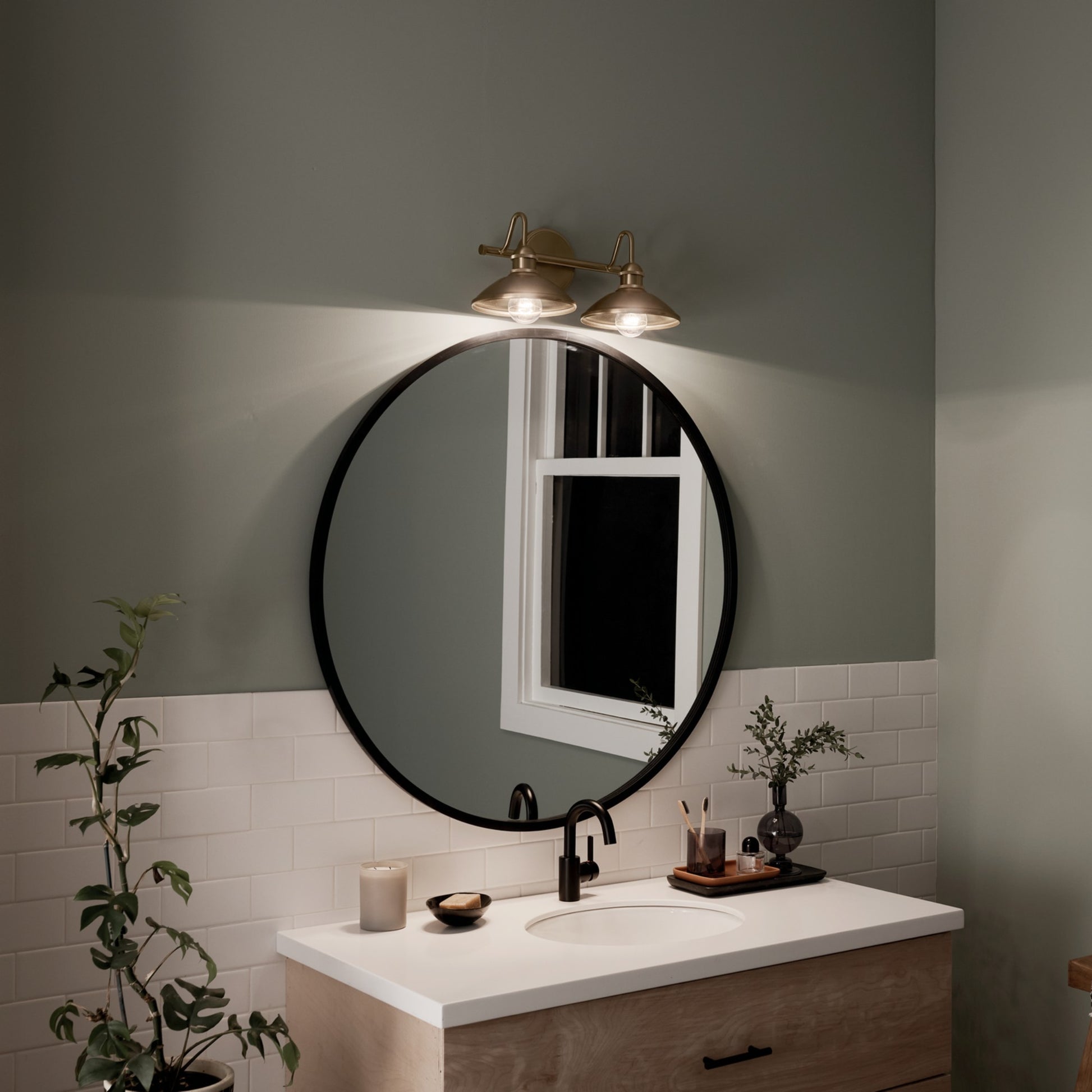 Clyde 17" 2-Light Bath Vanity Light, Champagne Bronze Finish - Bees Lighting