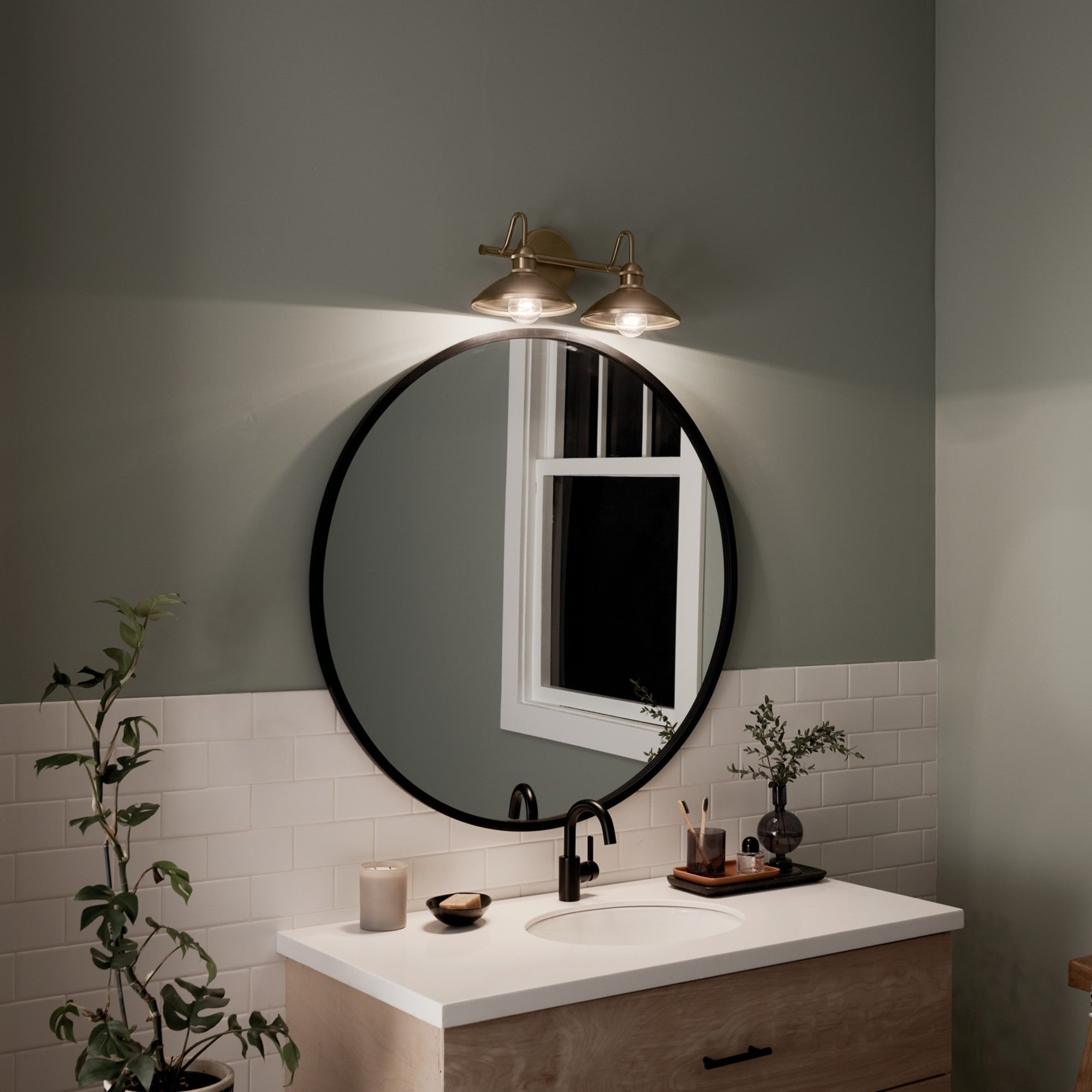 Clyde 17" 2-Light Bath Vanity Light, Champagne Bronze Finish - Bees Lighting