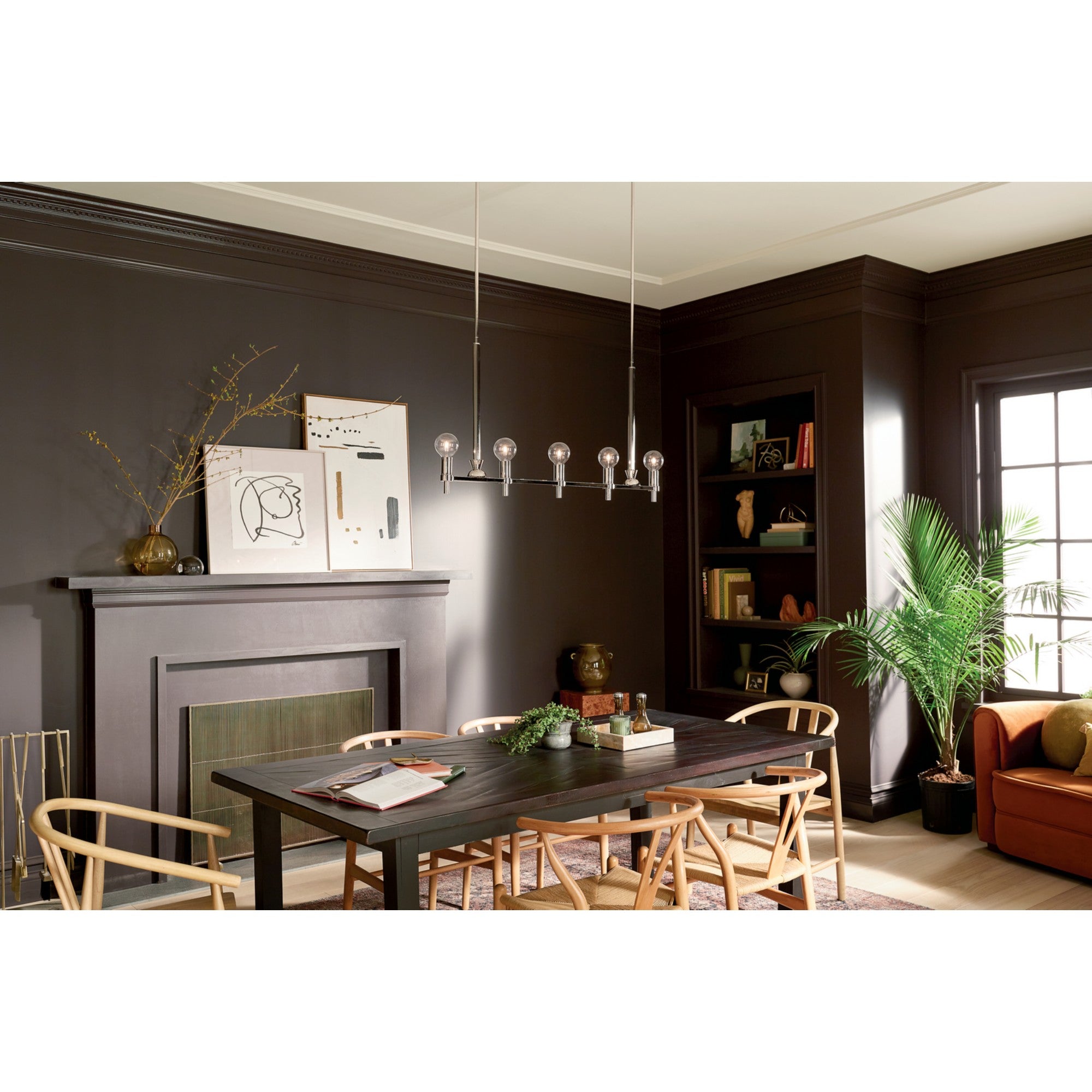 Torvee 41" 5-Light Linear Chandelier, Nickel Textured Finish - Bees Lighting