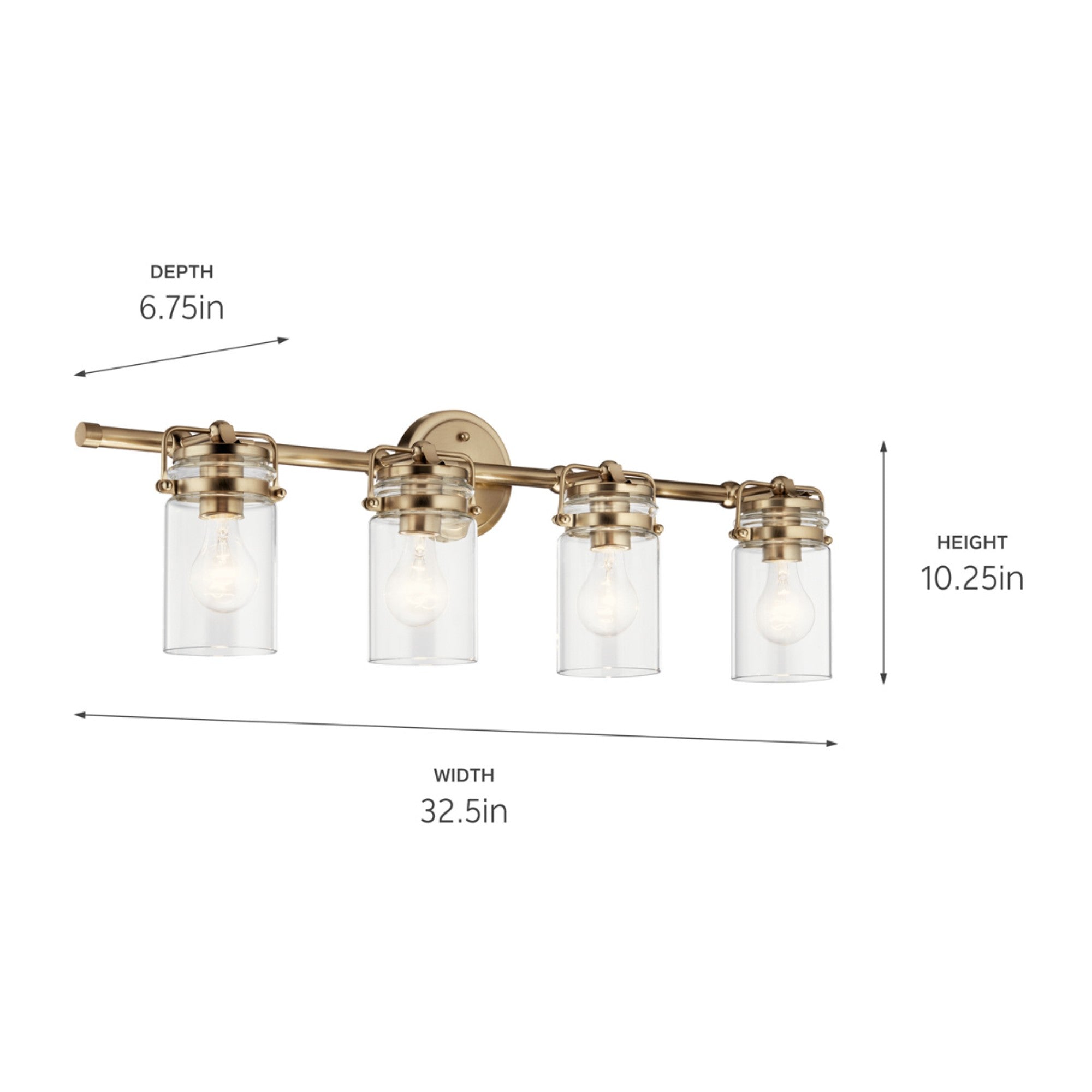 Brinley 33" 4-Light Bath Vanity Light, Champagne Bronze Finish - Bees Lighting