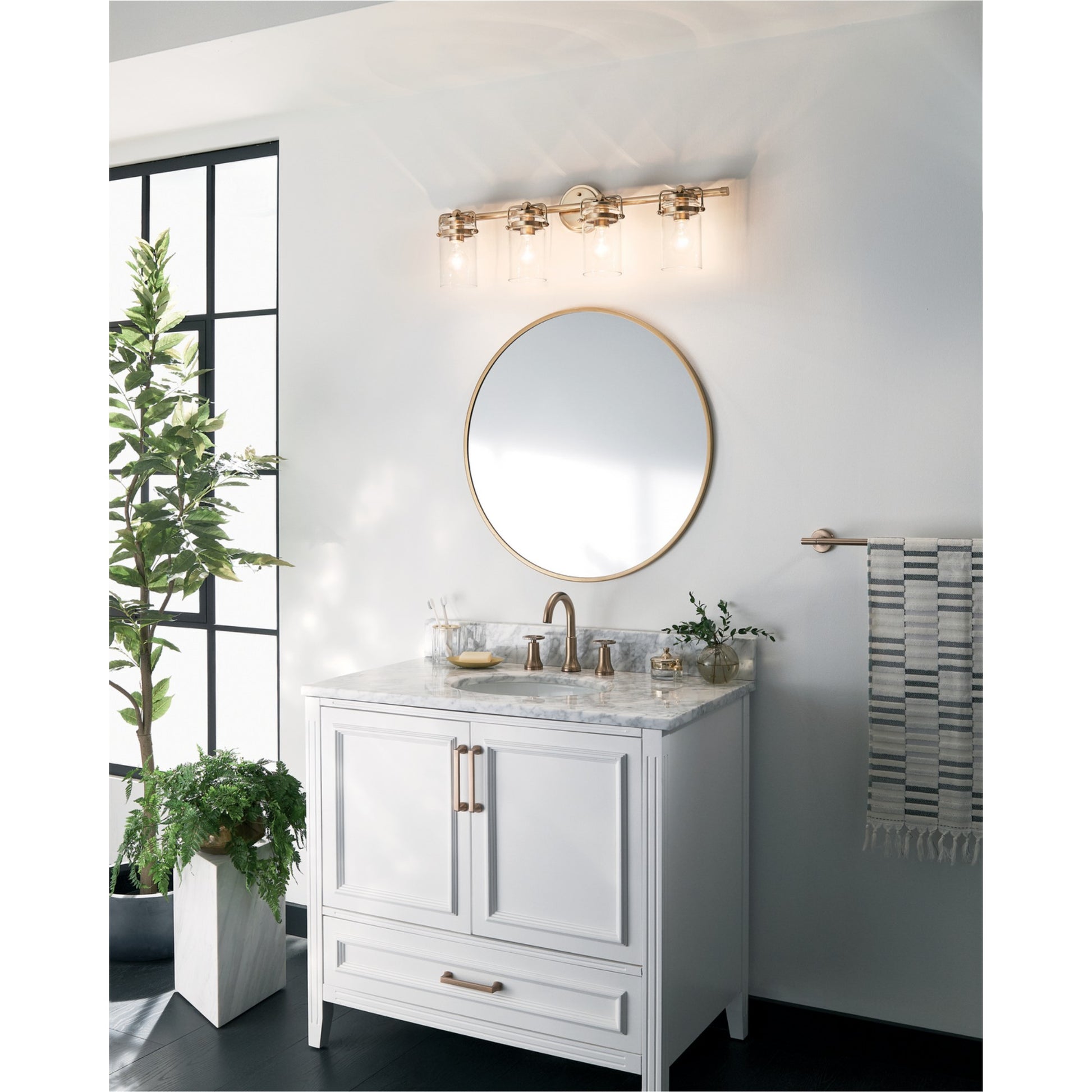 Brinley 33" 4-Light Bath Vanity Light, Champagne Bronze Finish - Bees Lighting