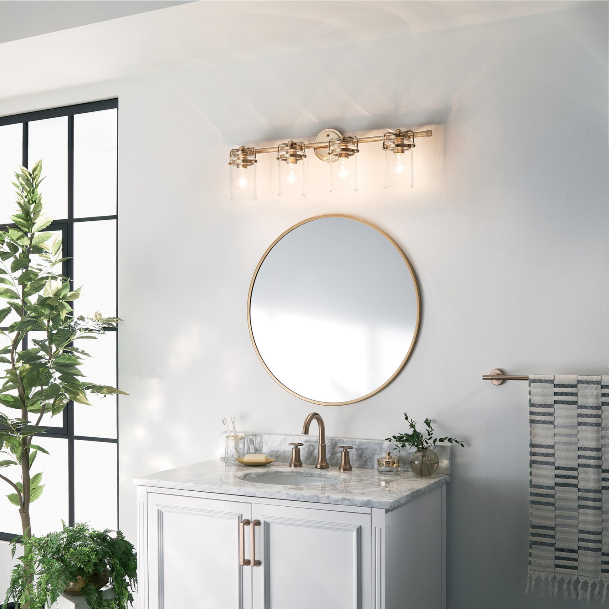 Brinley 33" 4-Light Bath Vanity Light, Champagne Bronze Finish - Bees Lighting