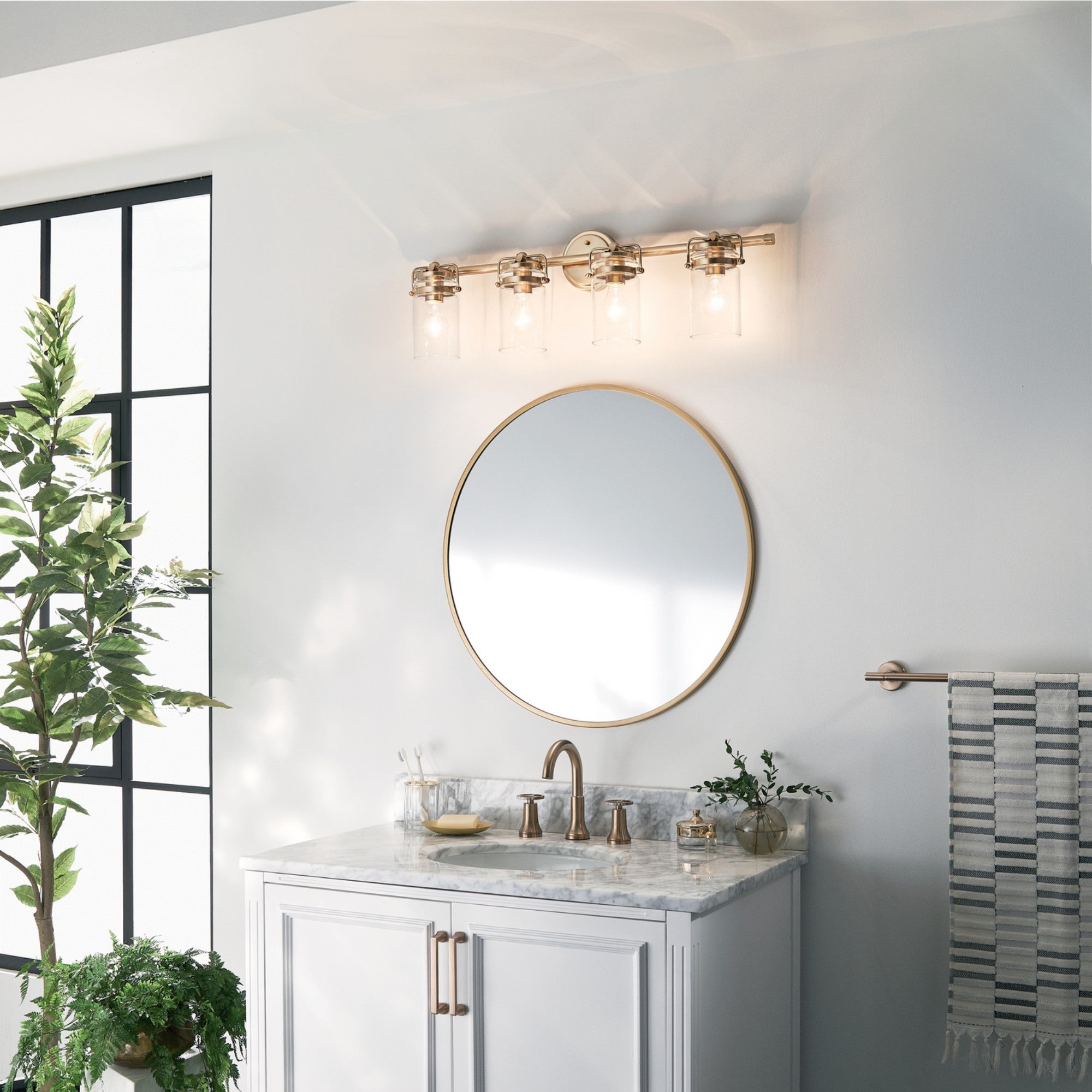 Brinley 33" 4-Light Bath Vanity Light, Champagne Bronze Finish - Bees Lighting