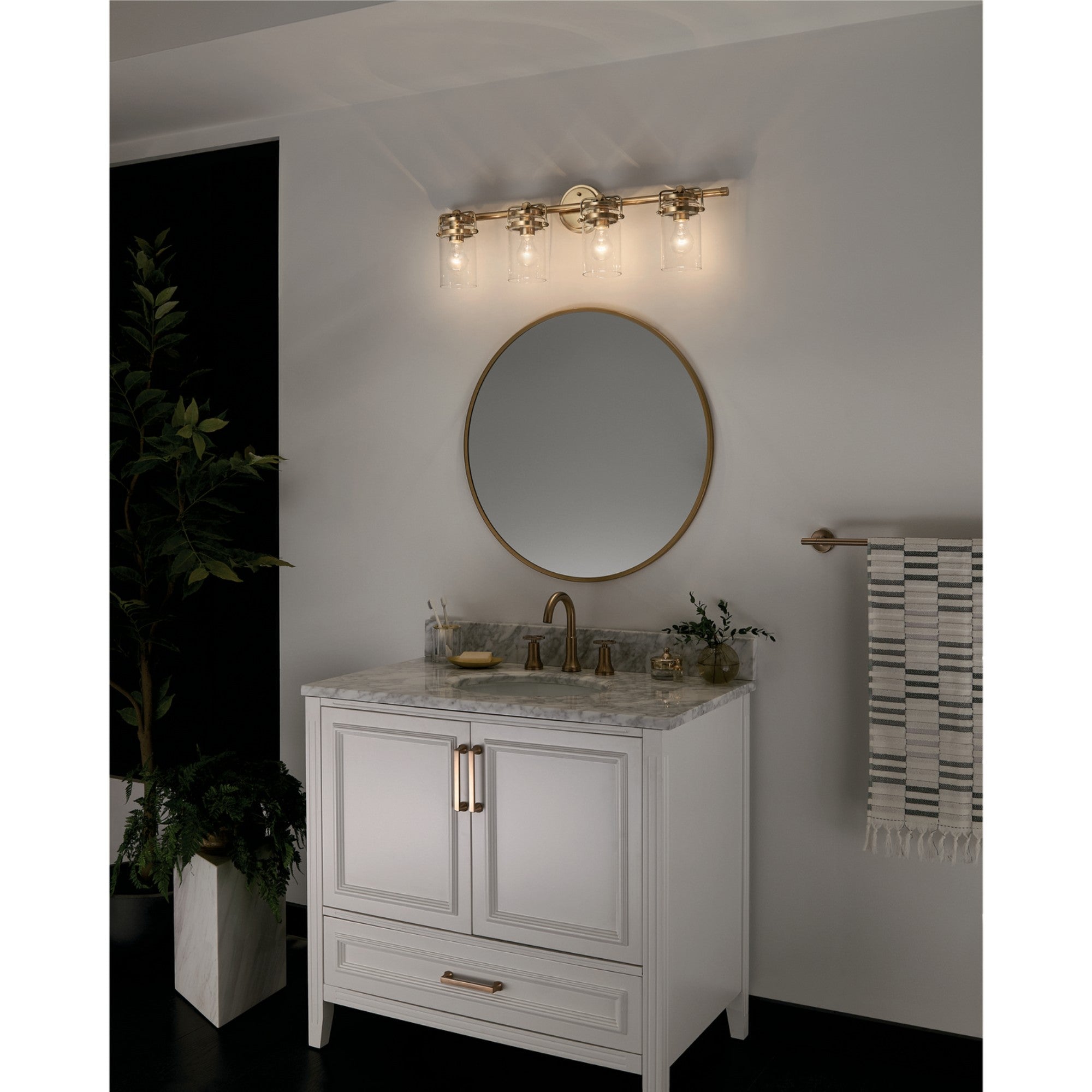 Brinley 33" 4-Light Bath Vanity Light, Champagne Bronze Finish - Bees Lighting