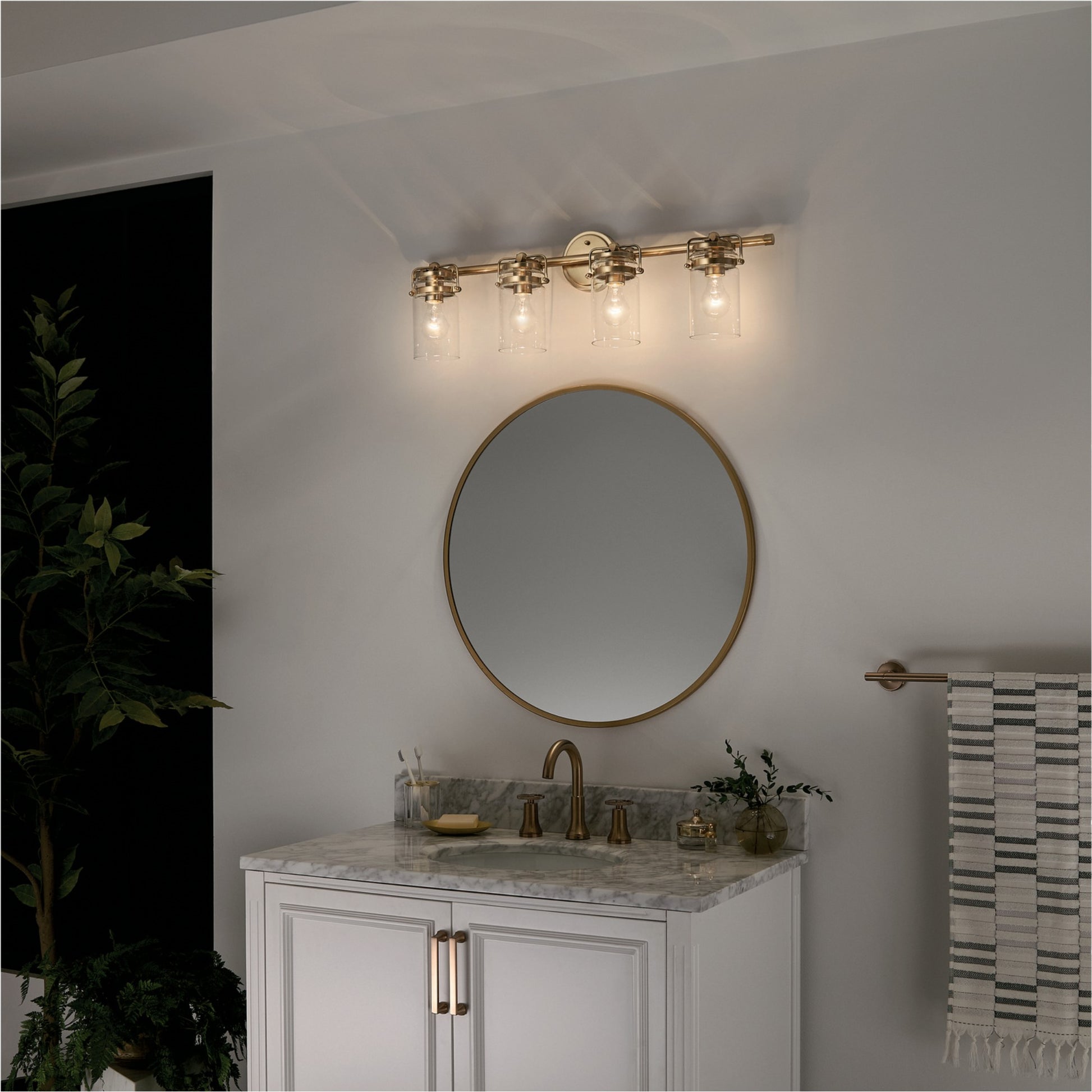 Brinley 33" 4-Light Bath Vanity Light, Champagne Bronze Finish - Bees Lighting