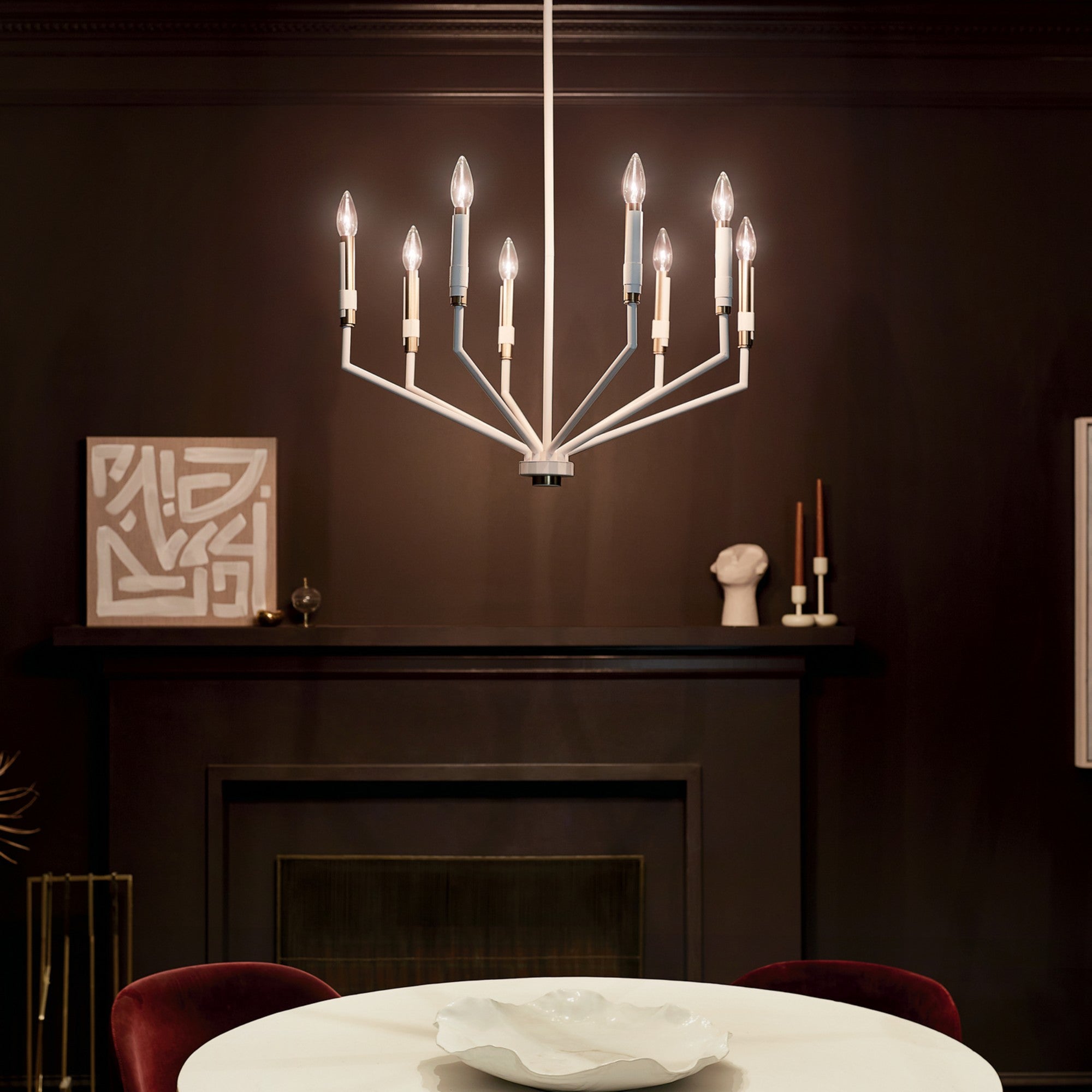 Armand 26 in. 8 Lights Chandelier White finish - Bees Lighting