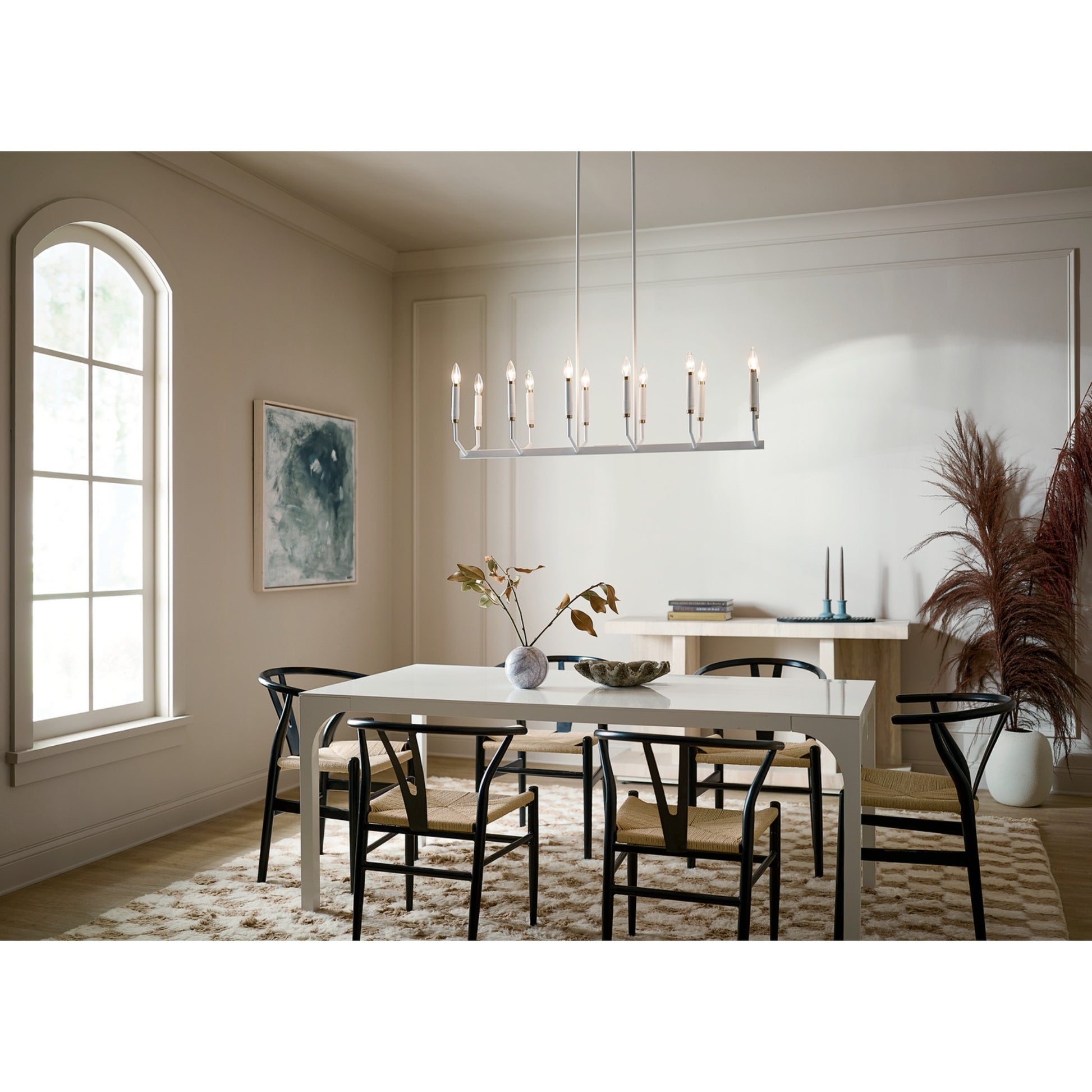 Armand 43" 12-Light Linear Chandelier, White Finish - Bees Lighting