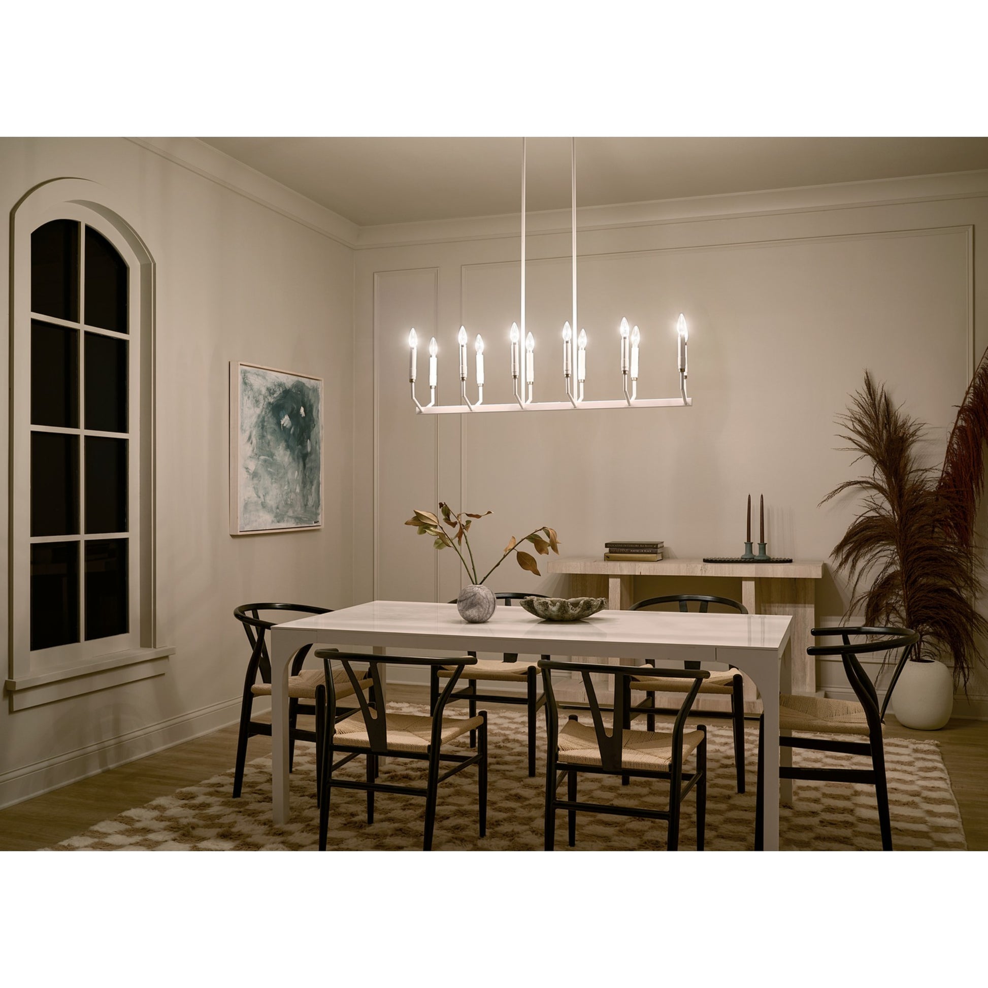 Armand 43" 12-Light Linear Chandelier, White Finish - Bees Lighting