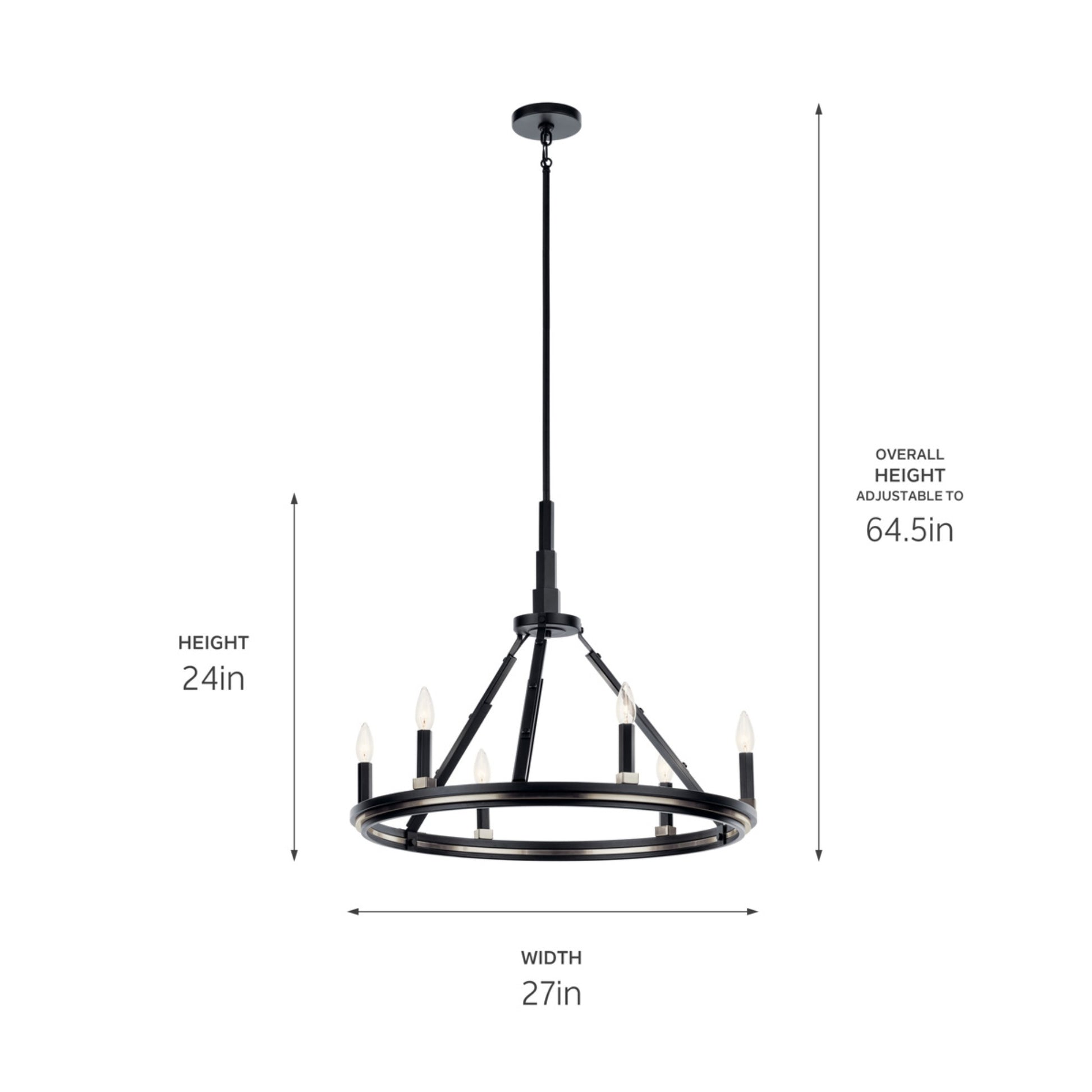 Emmala 27" 6-Light Chandelier, Black Finish - Bees Lighting