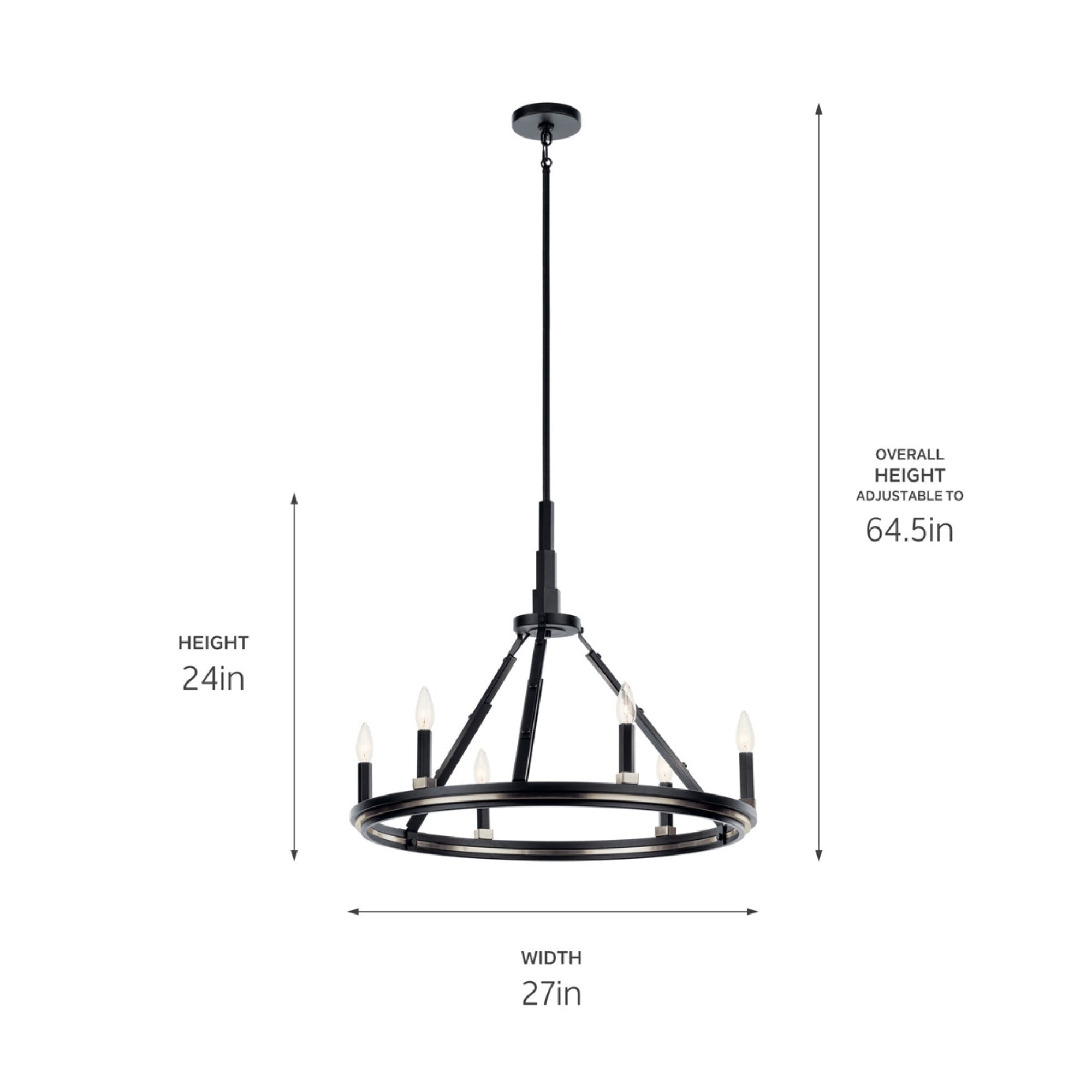 Emmala 27" 6-Light Chandelier, Black Finish - Bees Lighting