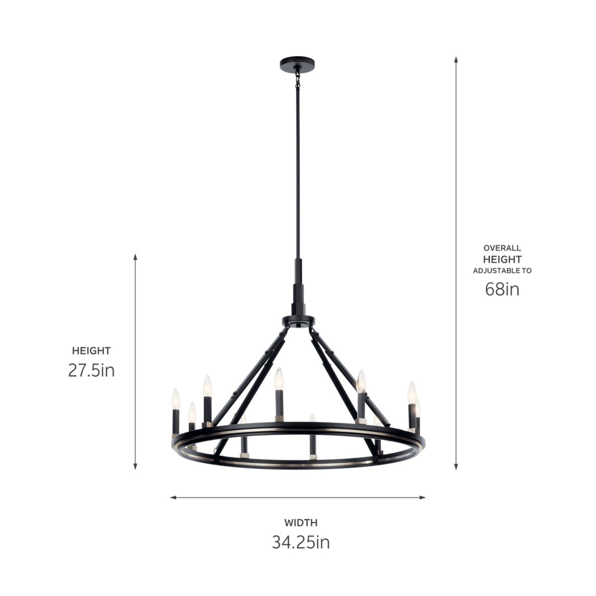 Emmala 34" 10-Light Chandelier, Black Finish - Bees Lighting