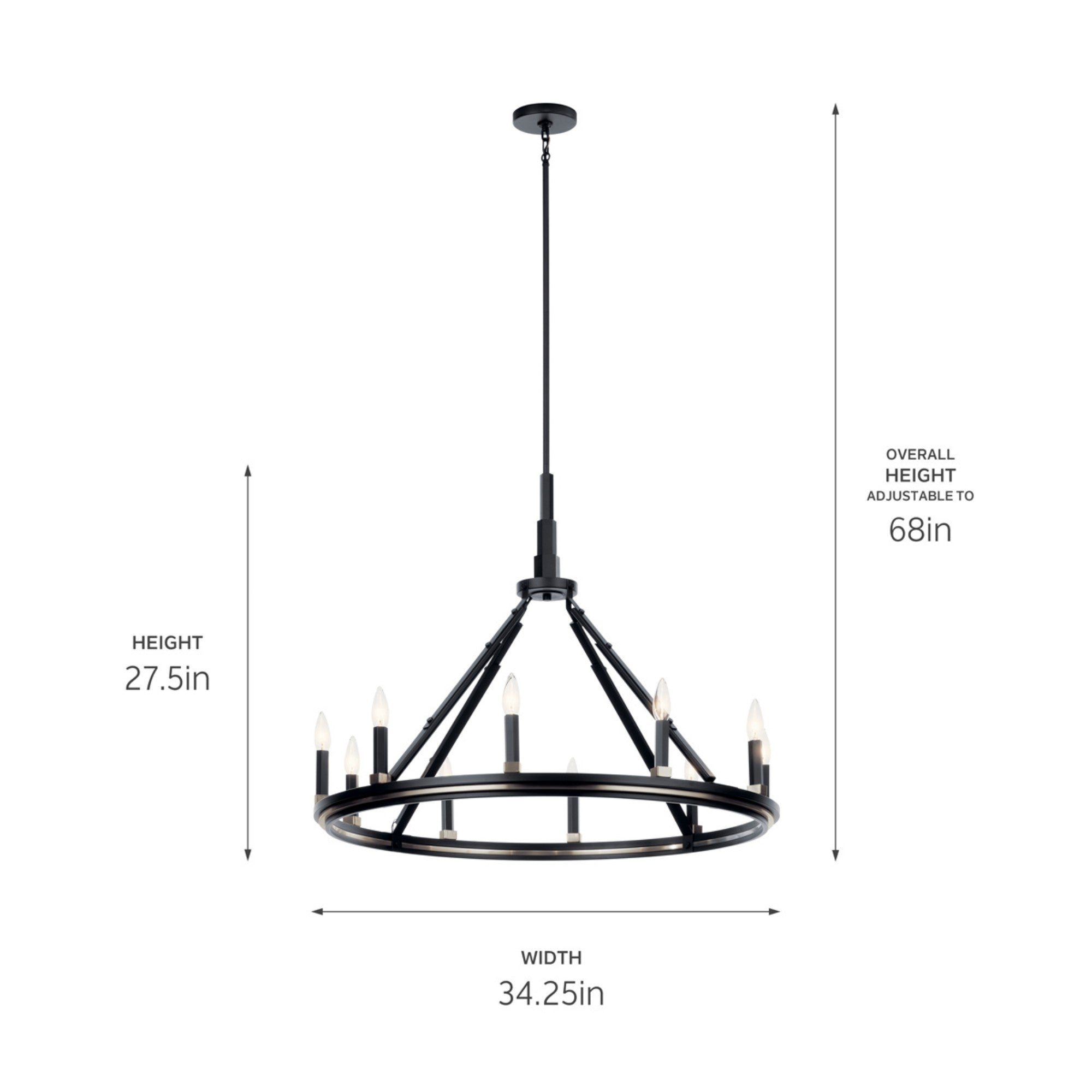 Emmala 34" 10-Light Chandelier, Black Finish - Bees Lighting