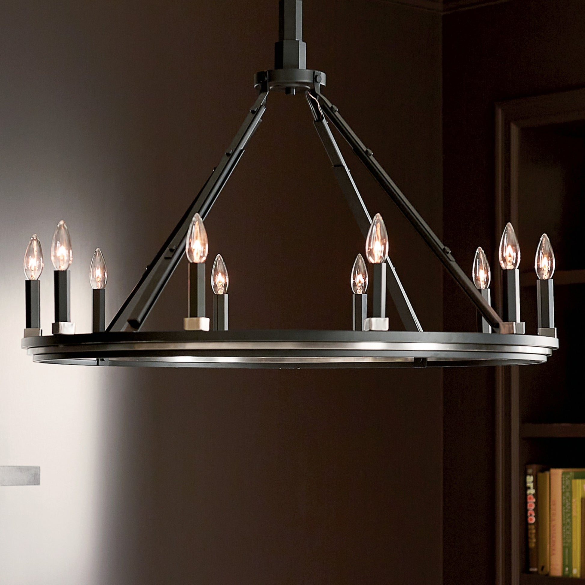 Emmala 34" 10-Light Chandelier, Black Finish - Bees Lighting