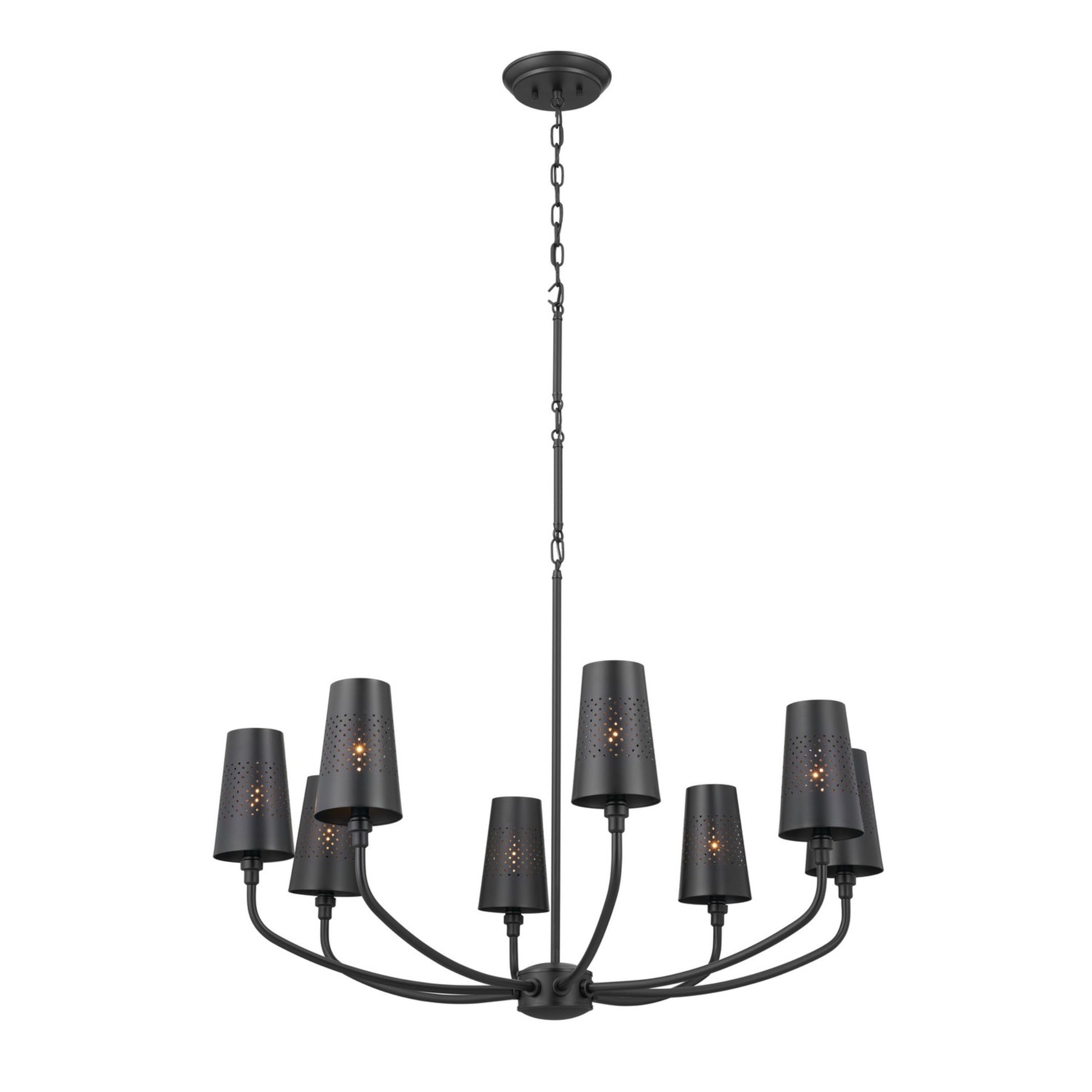 Adeena 37" 8-Light Chandelier, Black Finish - Bees Lighting