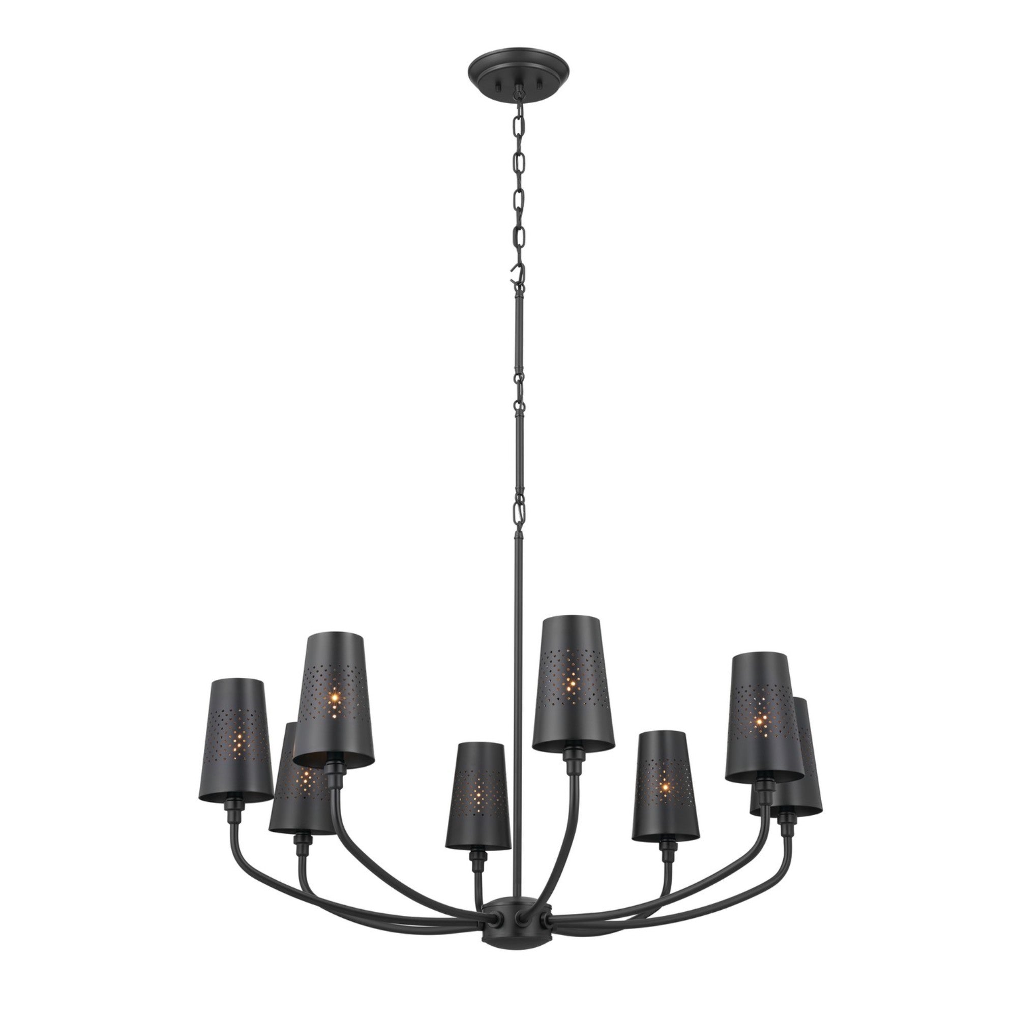 Adeena 37" 8-Light Chandelier, Black Finish - Bees Lighting