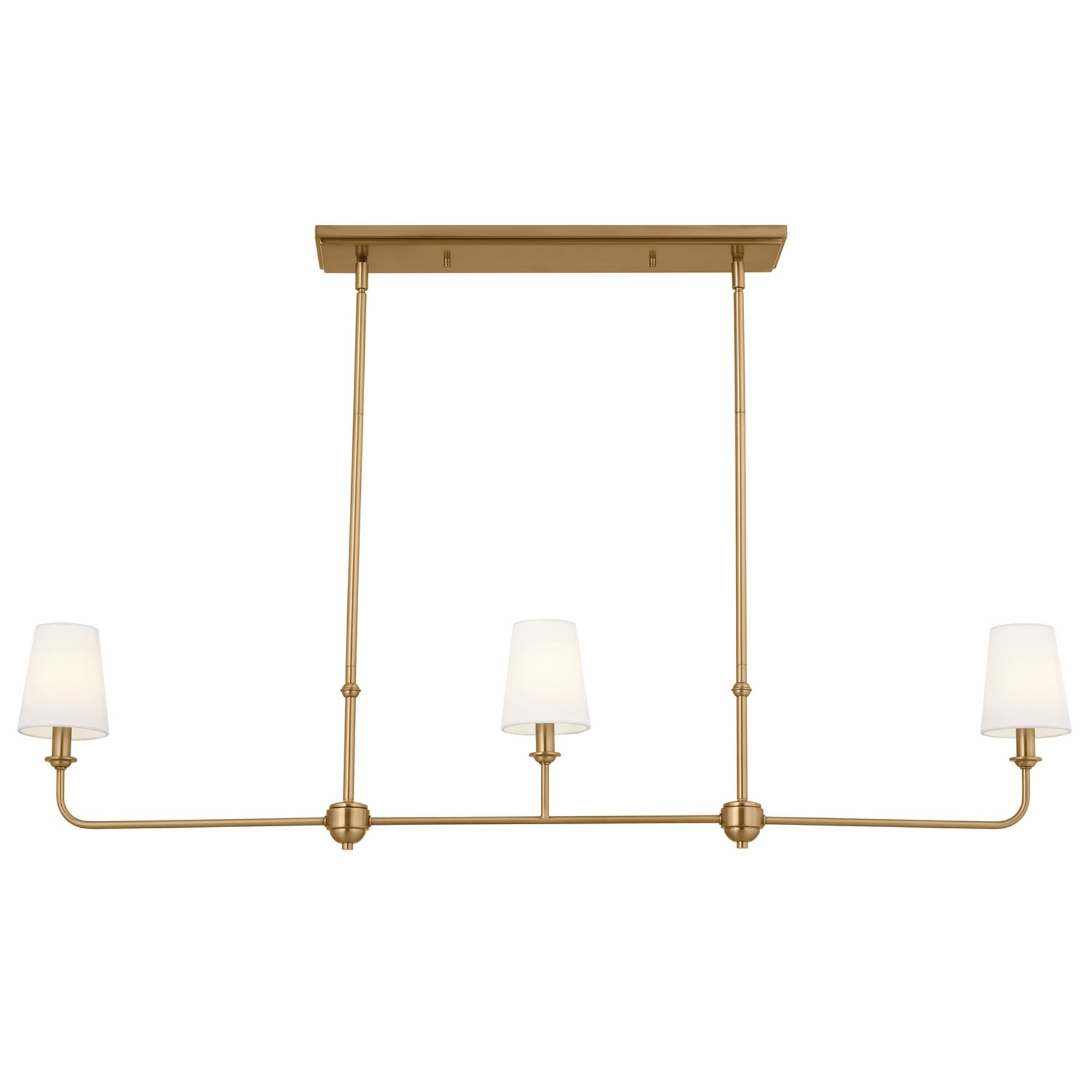 Pallas 48" 3-Light Linear Chandelier, Brushed Natural Brass Finish - Bees Lighting
