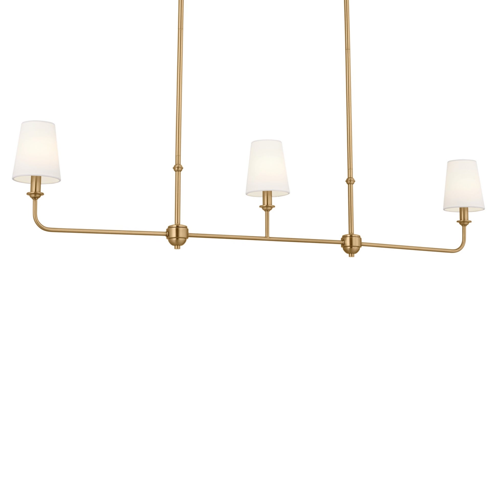 Pallas 48" 3-Light Linear Chandelier, Brushed Natural Brass Finish - Bees Lighting
