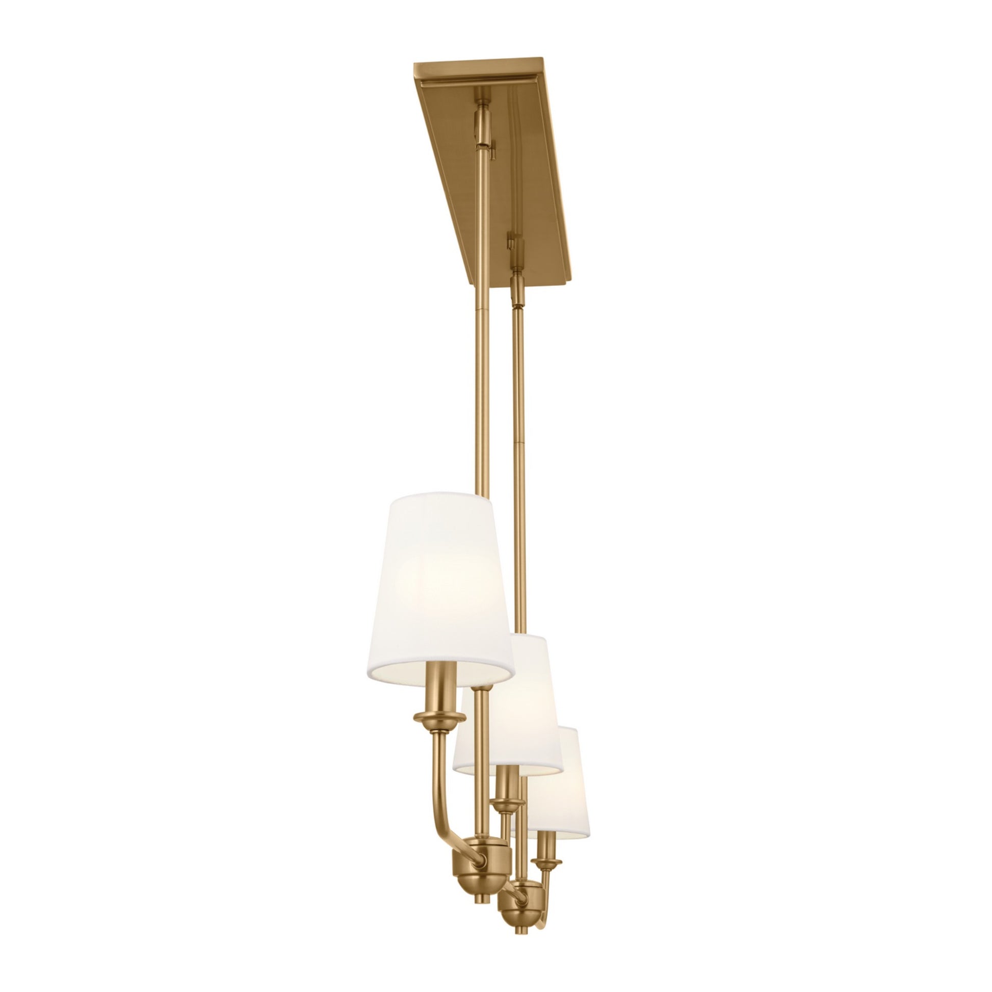 Pallas 48" 3-Light Linear Chandelier, Brushed Natural Brass Finish - Bees Lighting