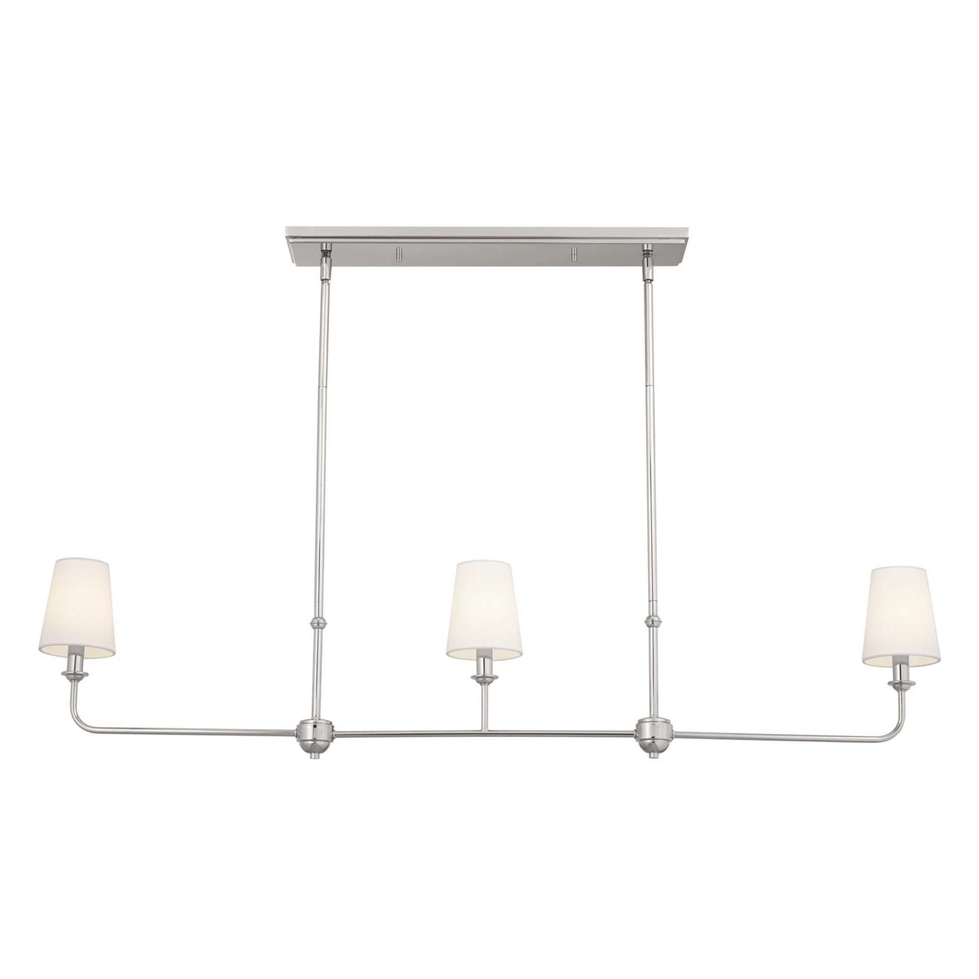 Pallas 48" 3-Light Linear Chandelier, Polished Nickel Finish - Bees Lighting
