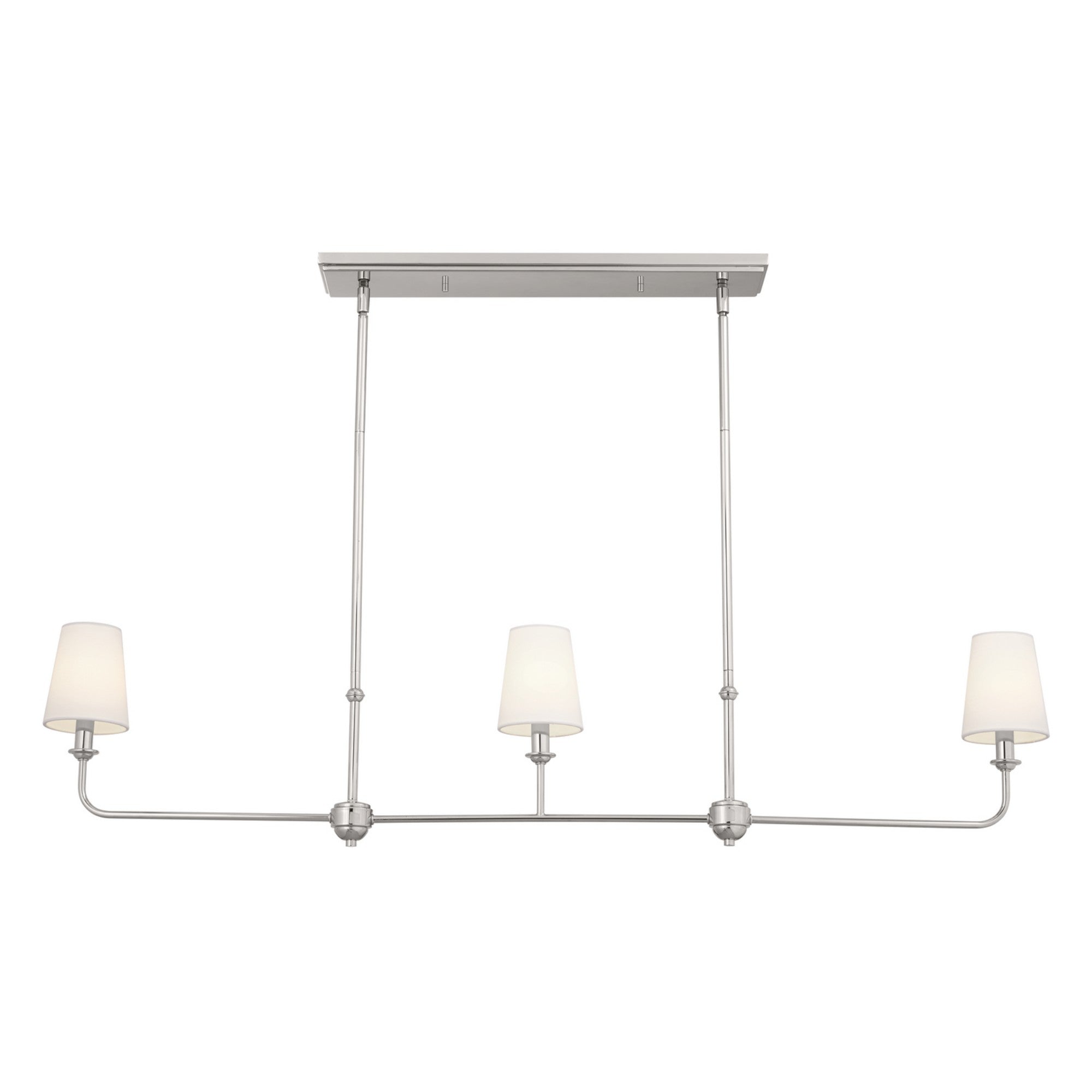 Pallas 48" 3-Light Linear Chandelier, Polished Nickel Finish - Bees Lighting