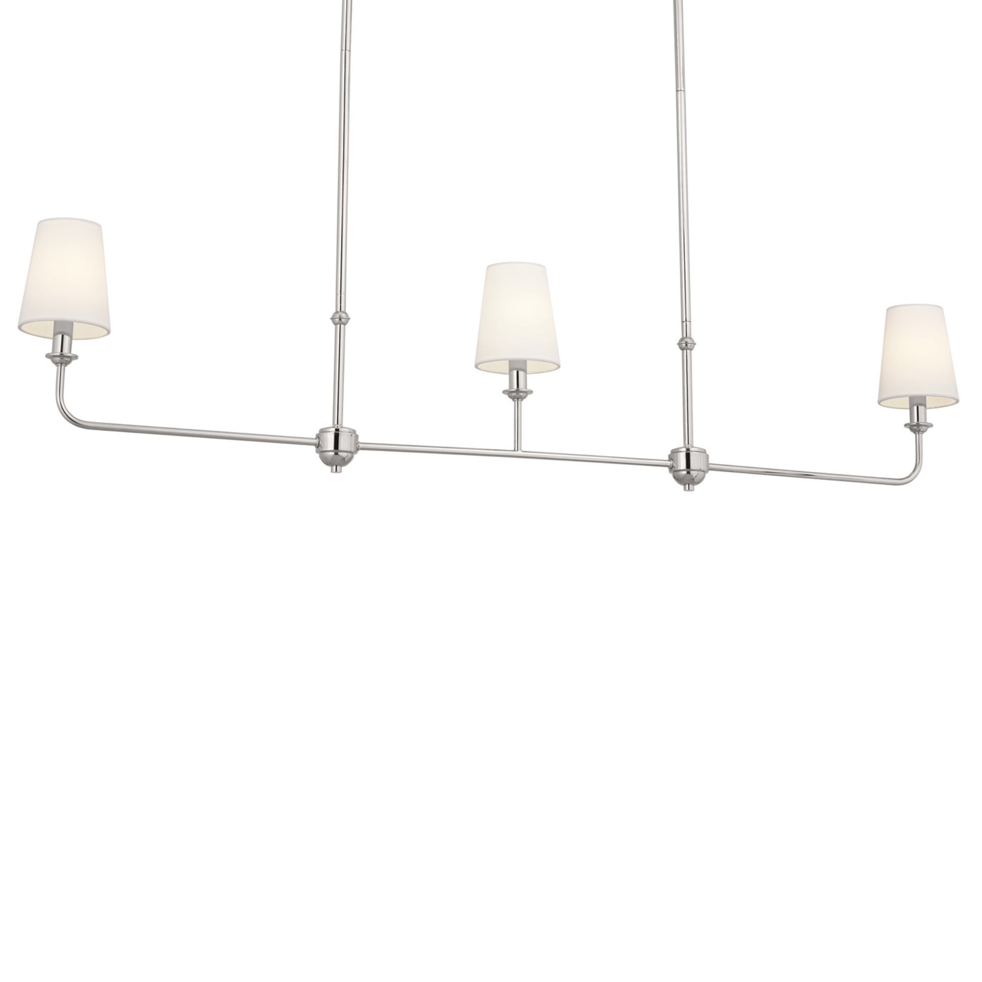 Pallas 48" 3-Light Linear Chandelier, Polished Nickel Finish - Bees Lighting