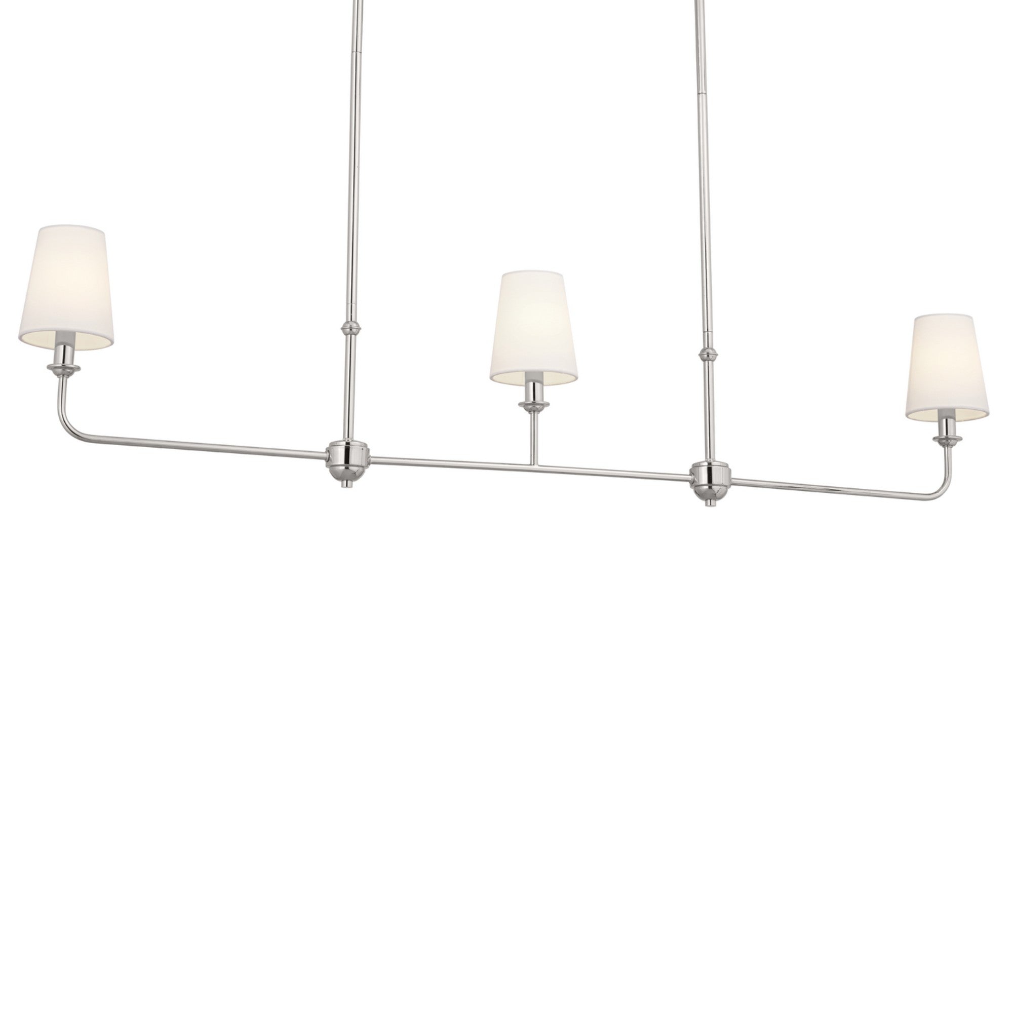 Pallas 48" 3-Light Linear Chandelier, Polished Nickel Finish - Bees Lighting