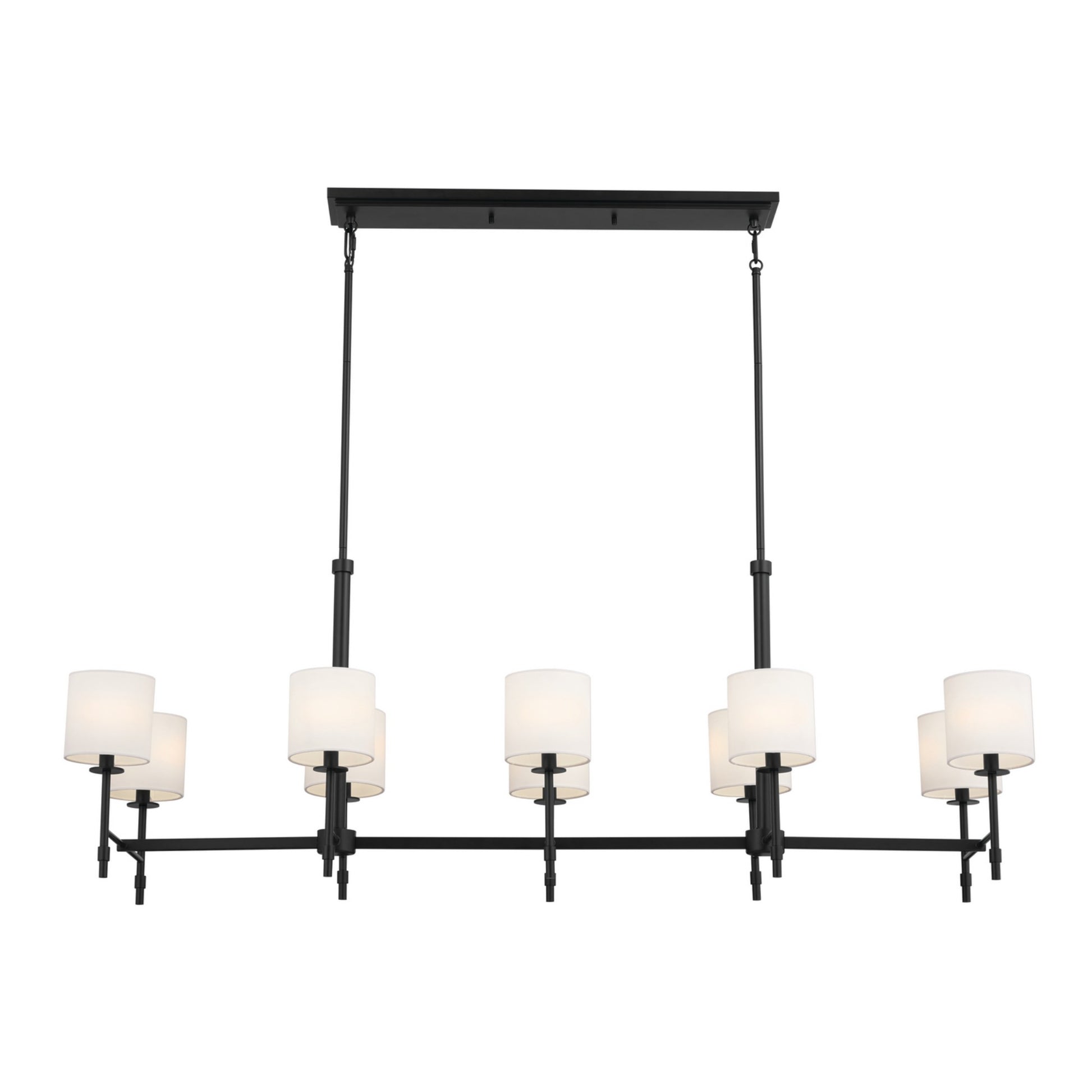 Ali 57" 10-Light Linear Chandelier, Black Finish - Bees Lighting