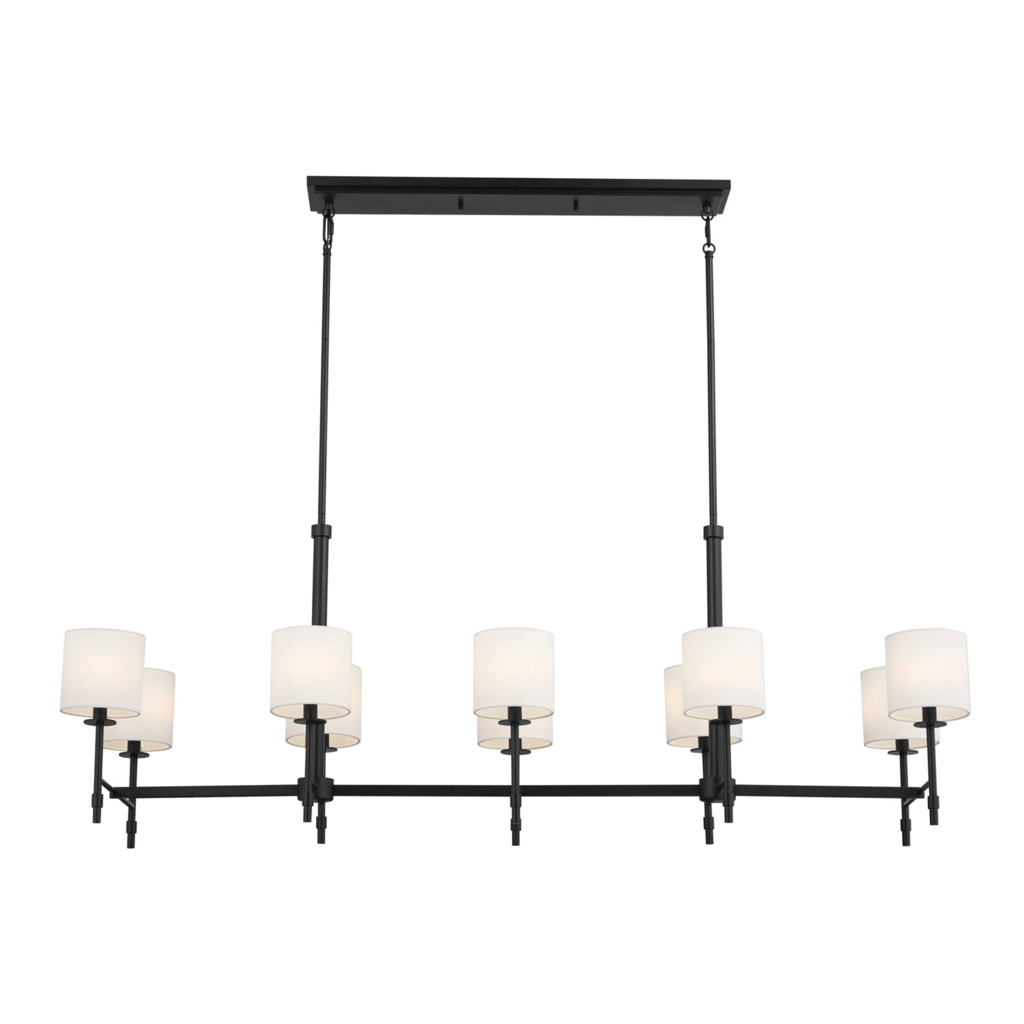 Ali 57" 10-Light Linear Chandelier, Black Finish - Bees Lighting