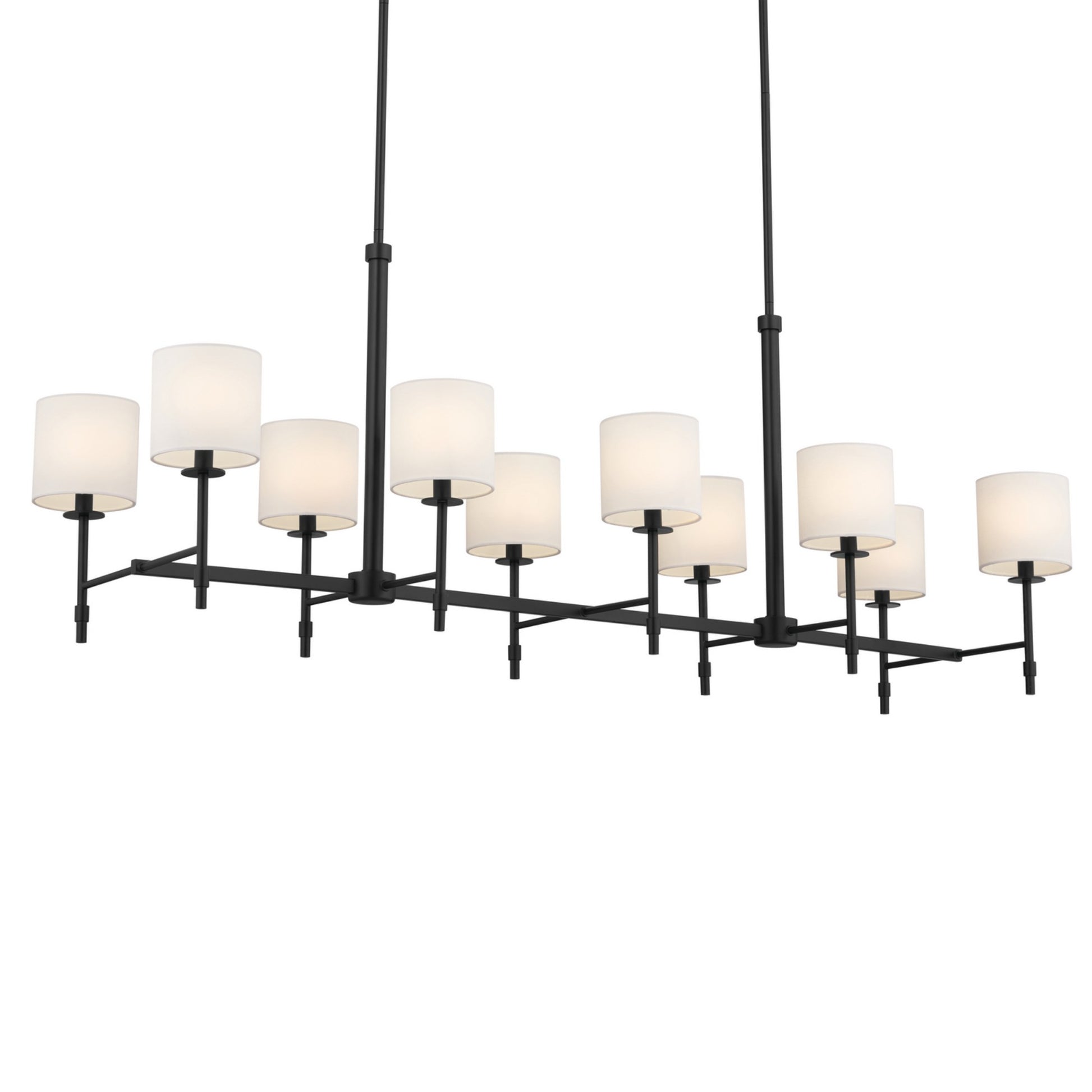 Ali 57" 10-Light Linear Chandelier, Black Finish - Bees Lighting