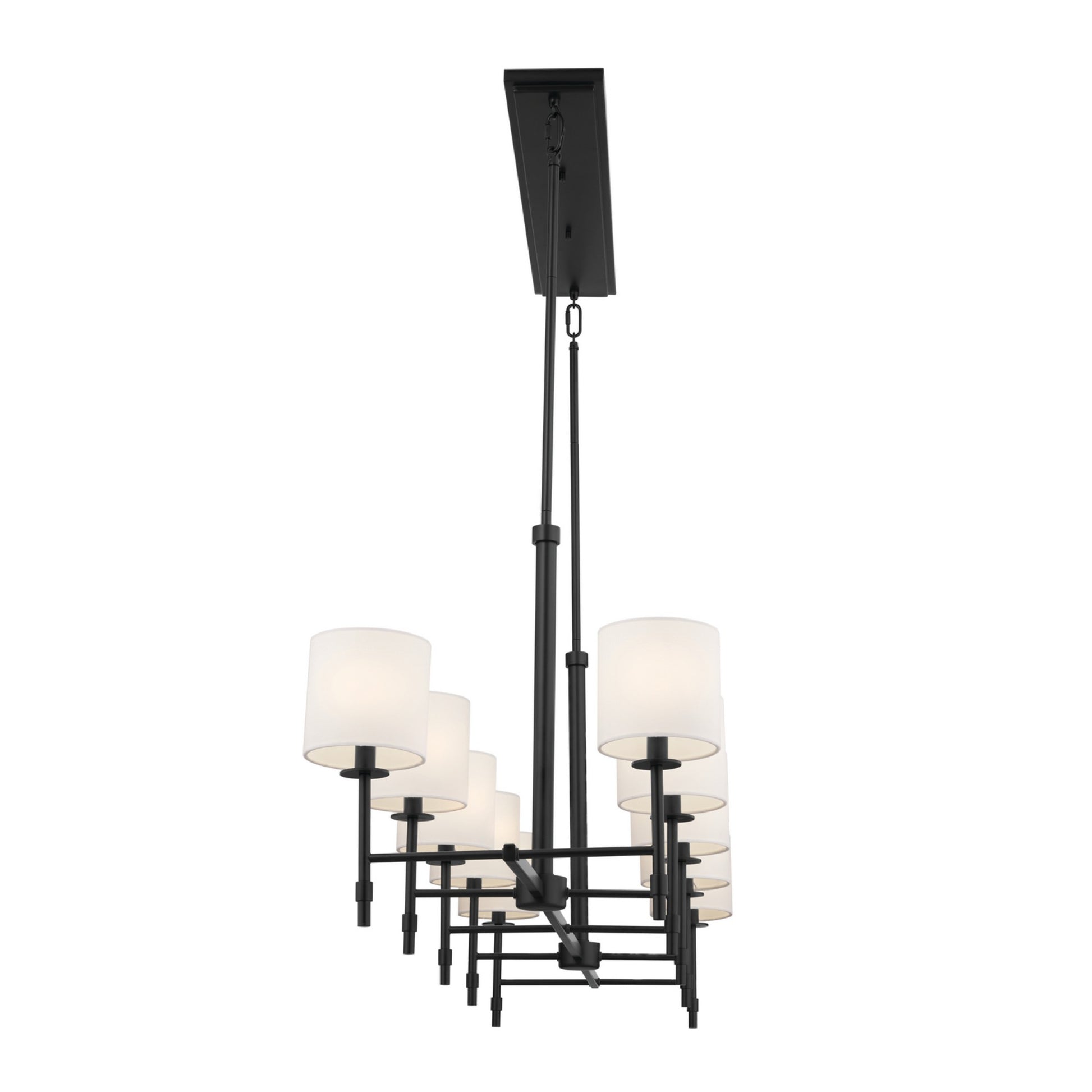 Ali 57" 10-Light Linear Chandelier, Black Finish - Bees Lighting