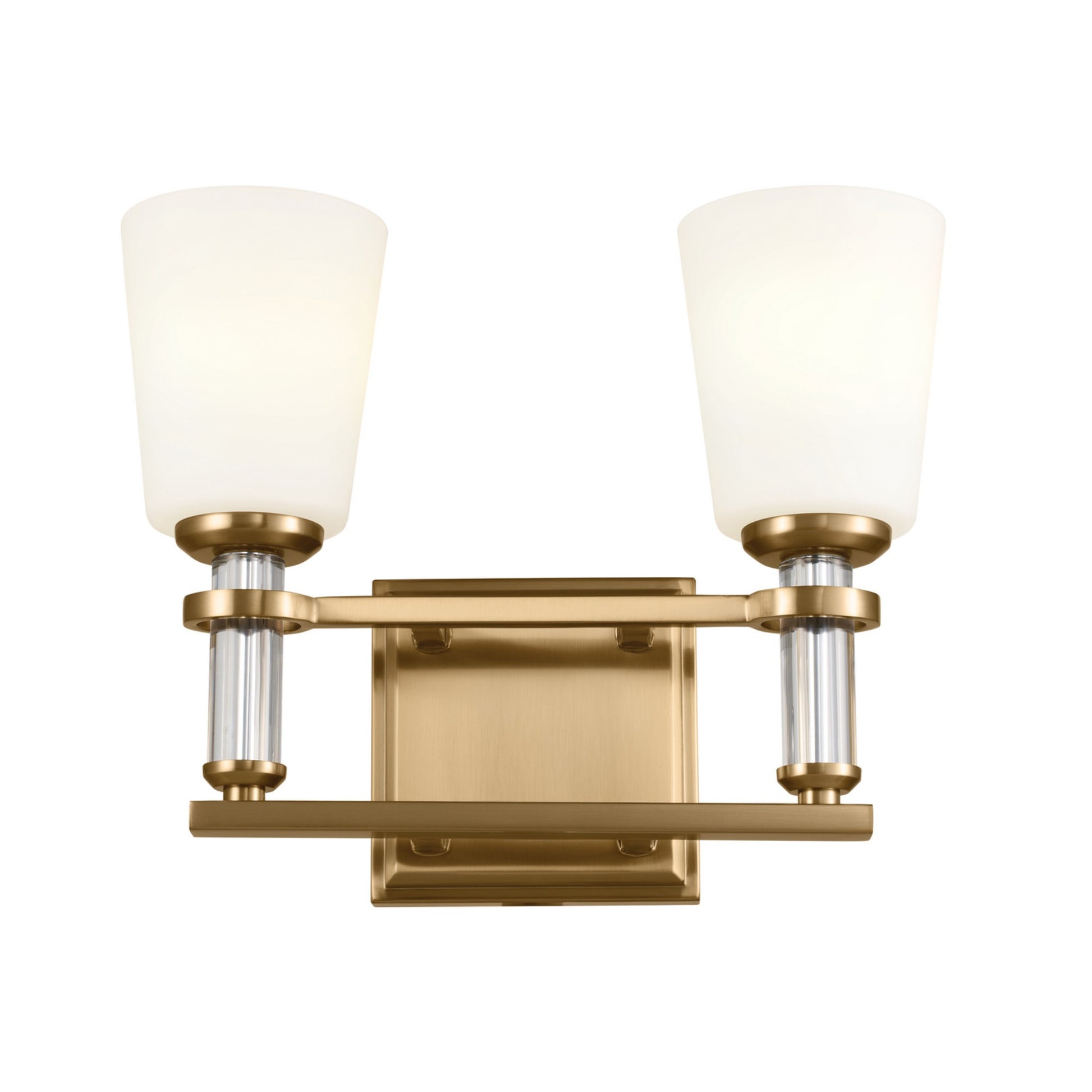 Rosalind 14" 2-Light Bath Vanity Light, Brushed Natural Brass Finish - Bees Lighting