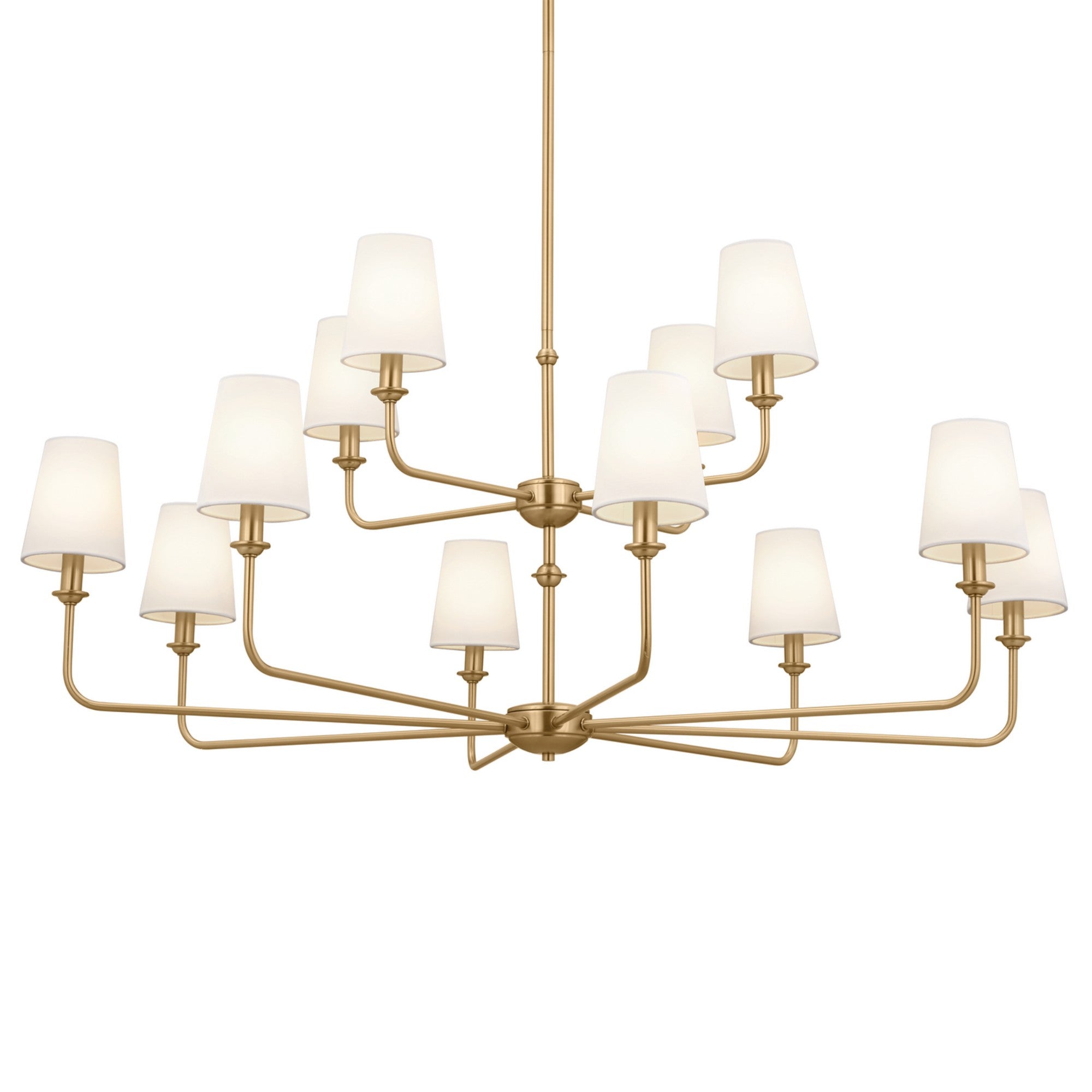 Pallas 43" 12-Light Chandelier, Brushed Natural Brass Finish - Bees Lighting