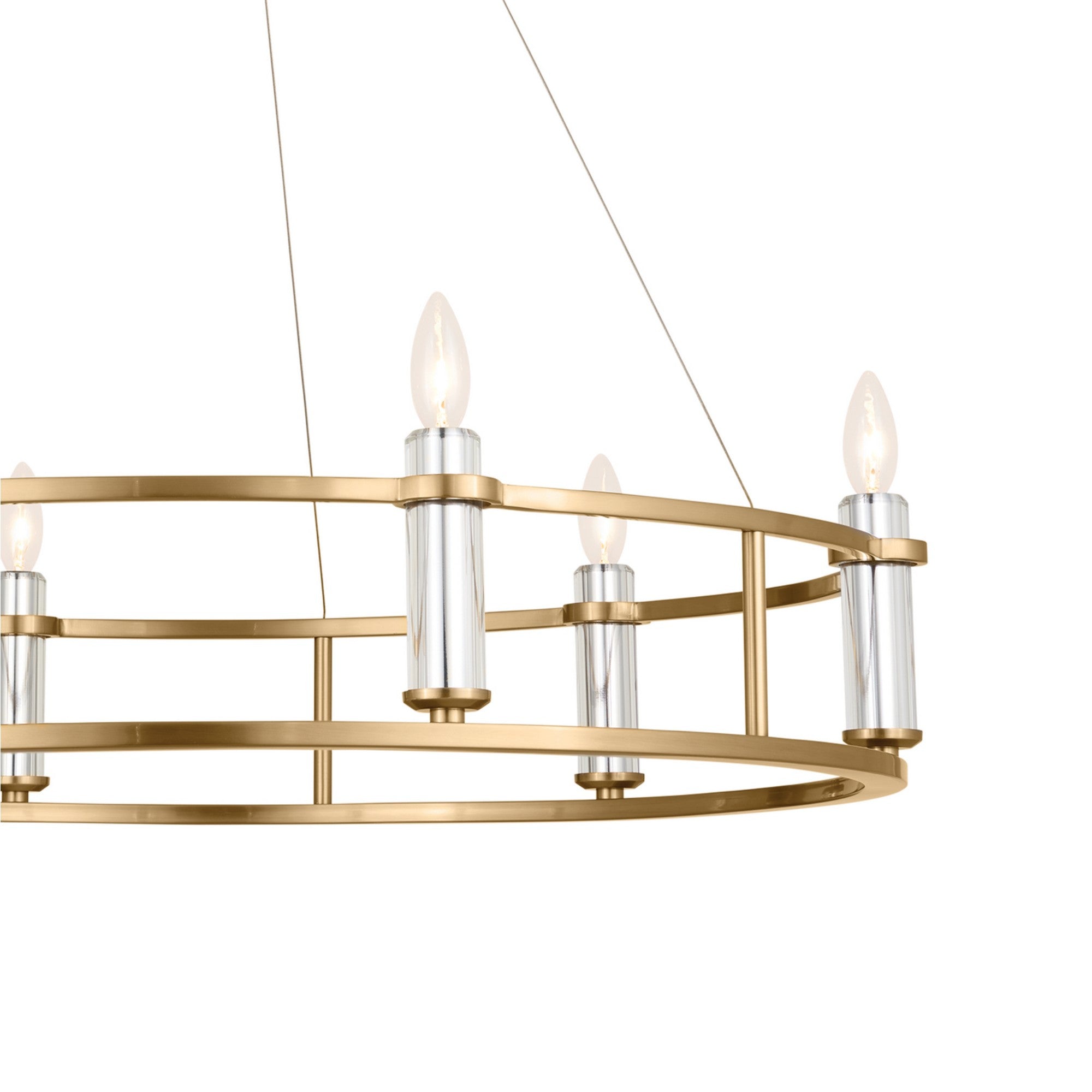 Rosalind 33" 6-Light Chandelier, Brushed Natural Brass Finish - Bees Lighting