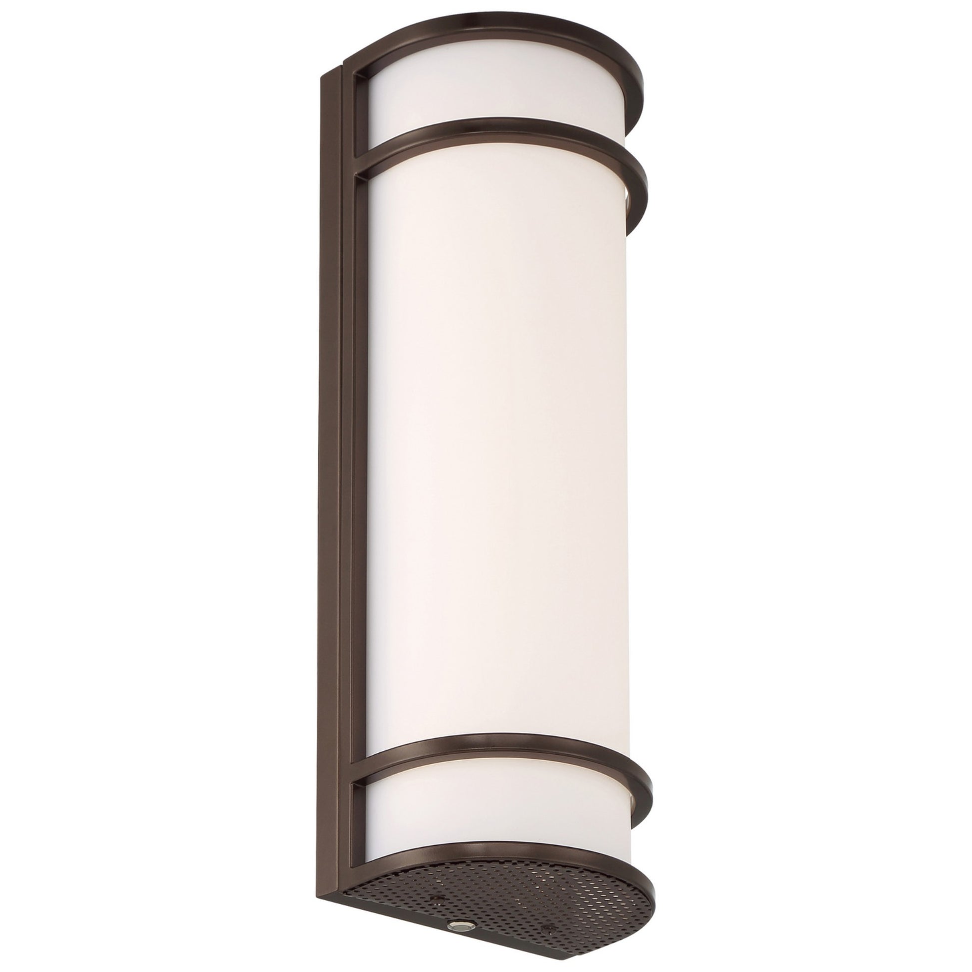 Cove Dual Voltage 18" LED Outdoor Wall Sconce, Bronze Finish, Emergency Backup - Bees Lighting