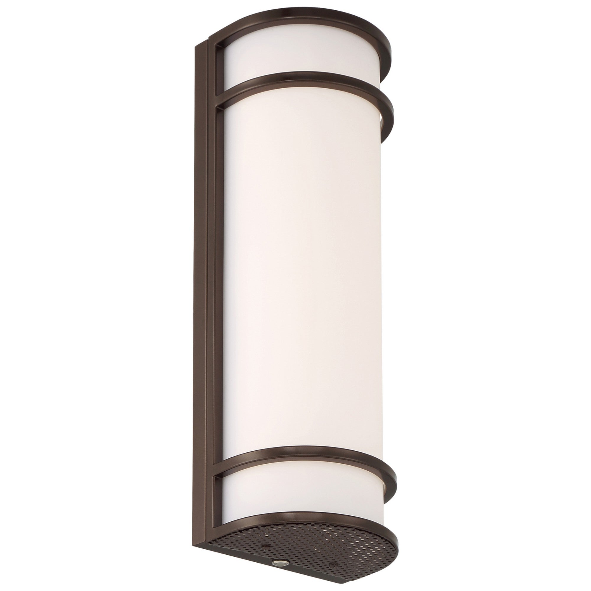Cove Dual Voltage 18" LED Outdoor Wall Sconce, Bronze Finish, Emergency Backup - Bees Lighting