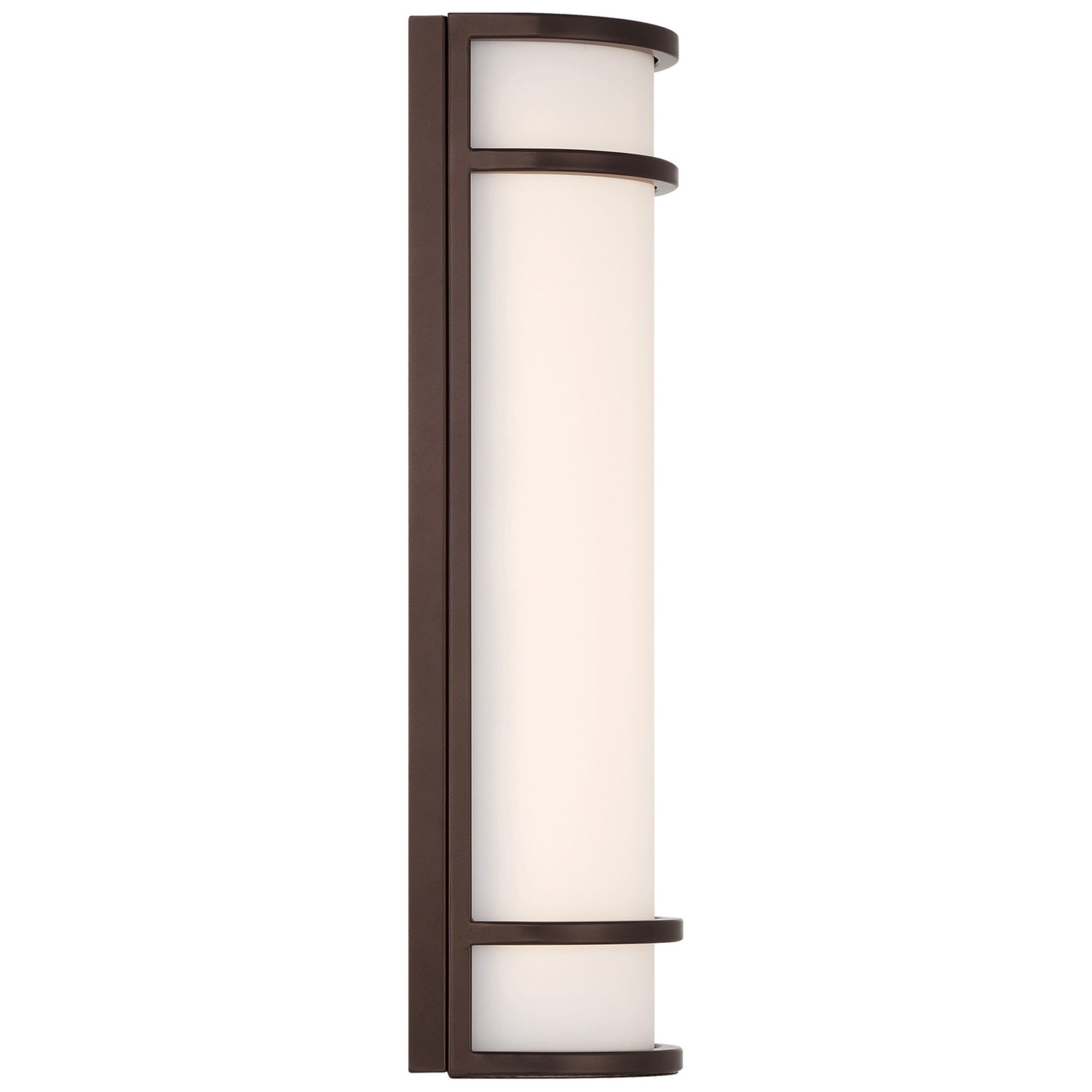 Cove Dual Voltage 18" LED Outdoor Wall Sconce, Bronze Finish, Emergency Backup - Bees Lighting