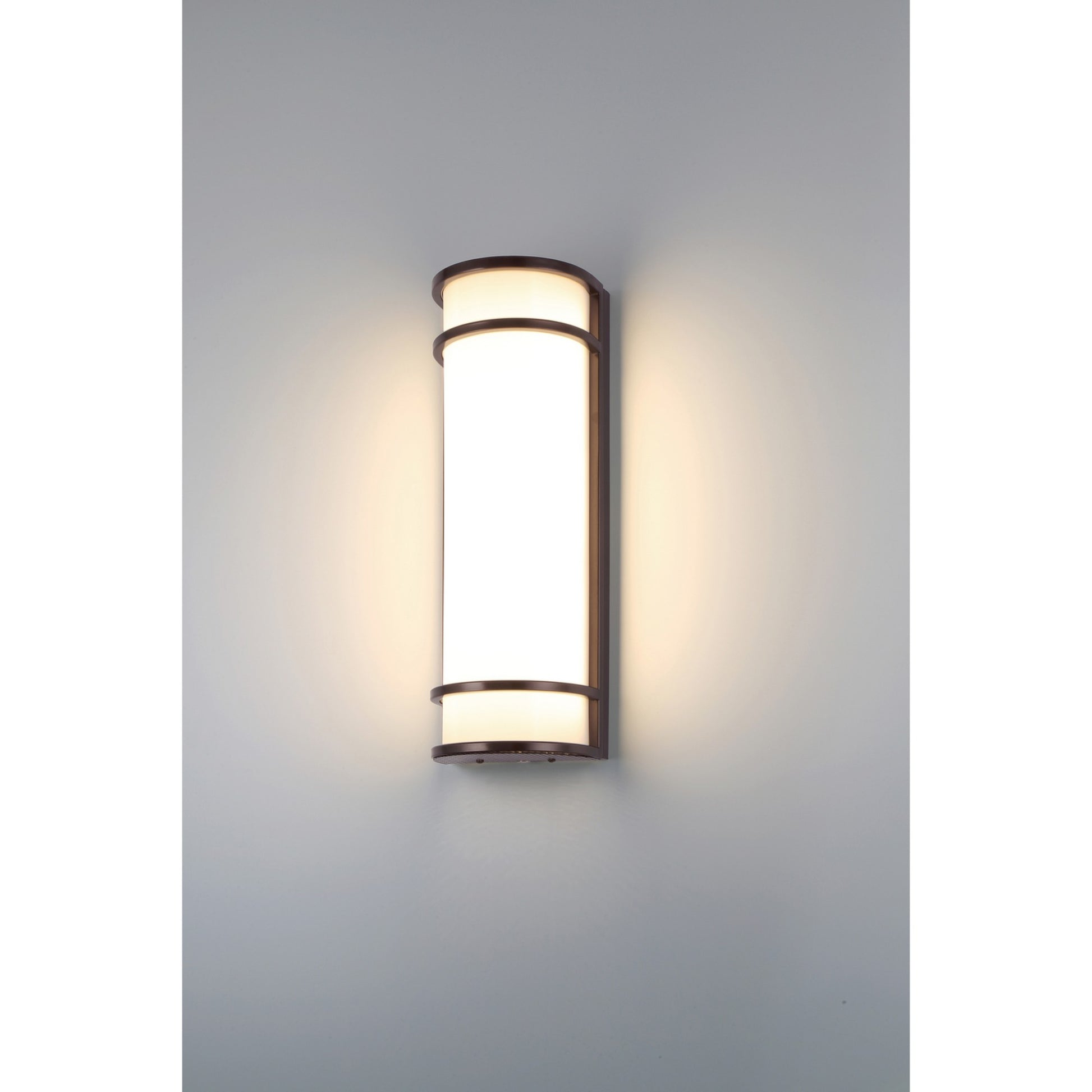 Cove Dual Voltage 18" LED Outdoor Wall Sconce, Bronze Finish, Emergency Backup - Bees Lighting