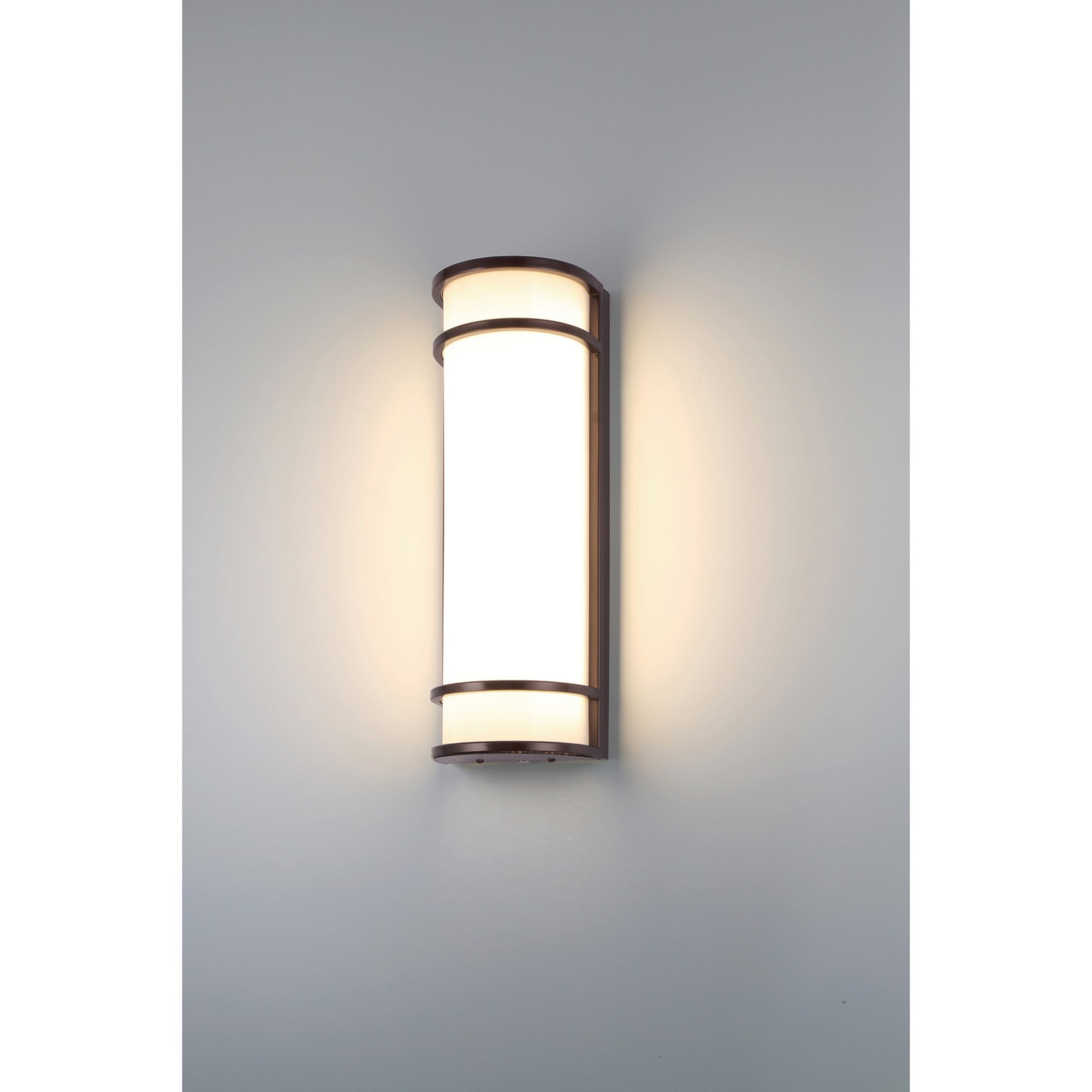 Cove Dual Voltage 18" LED Outdoor Wall Sconce, Bronze Finish, Emergency Backup - Bees Lighting
