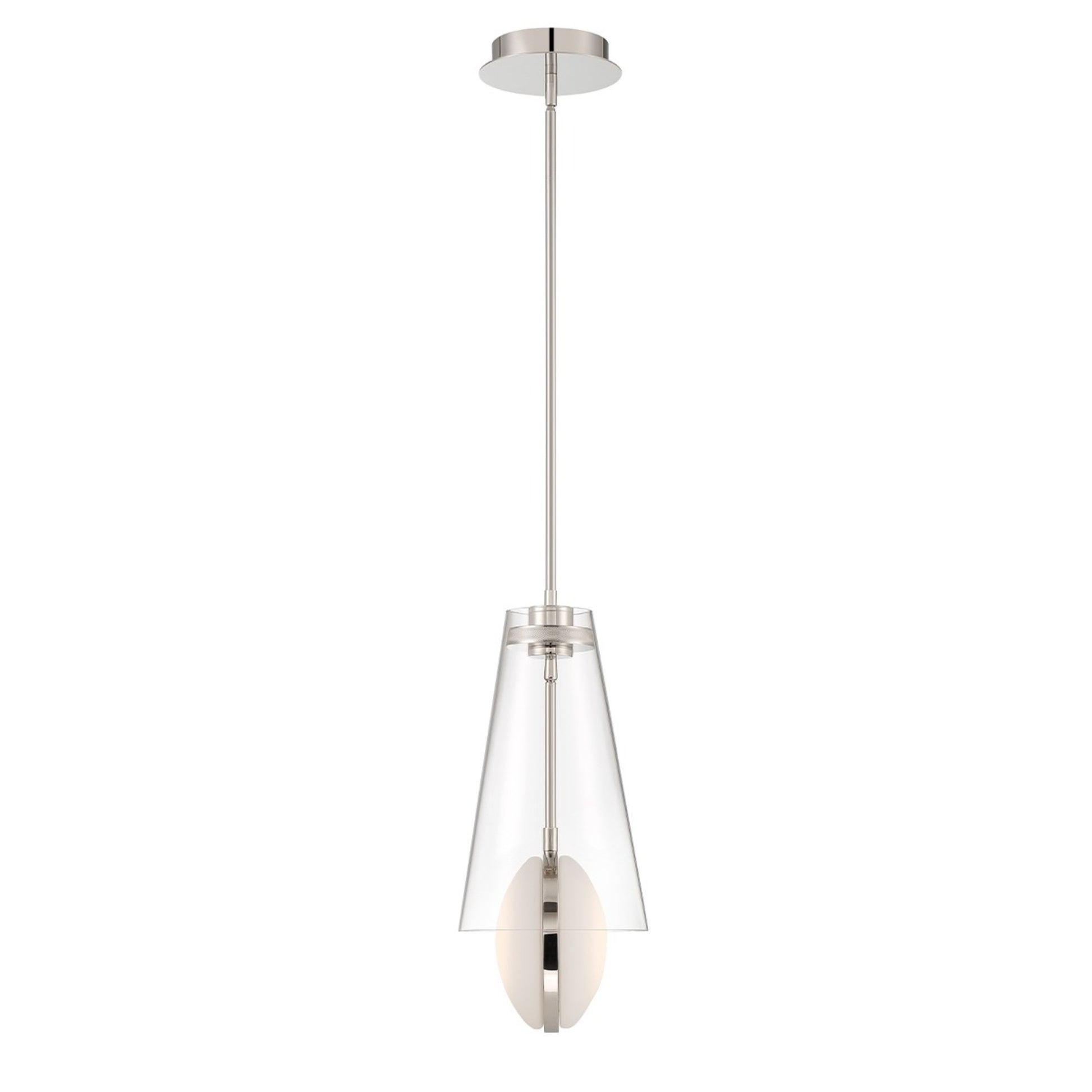 Solari 19" LED Pendant, Polished Nickel Finish - Bees Lighting