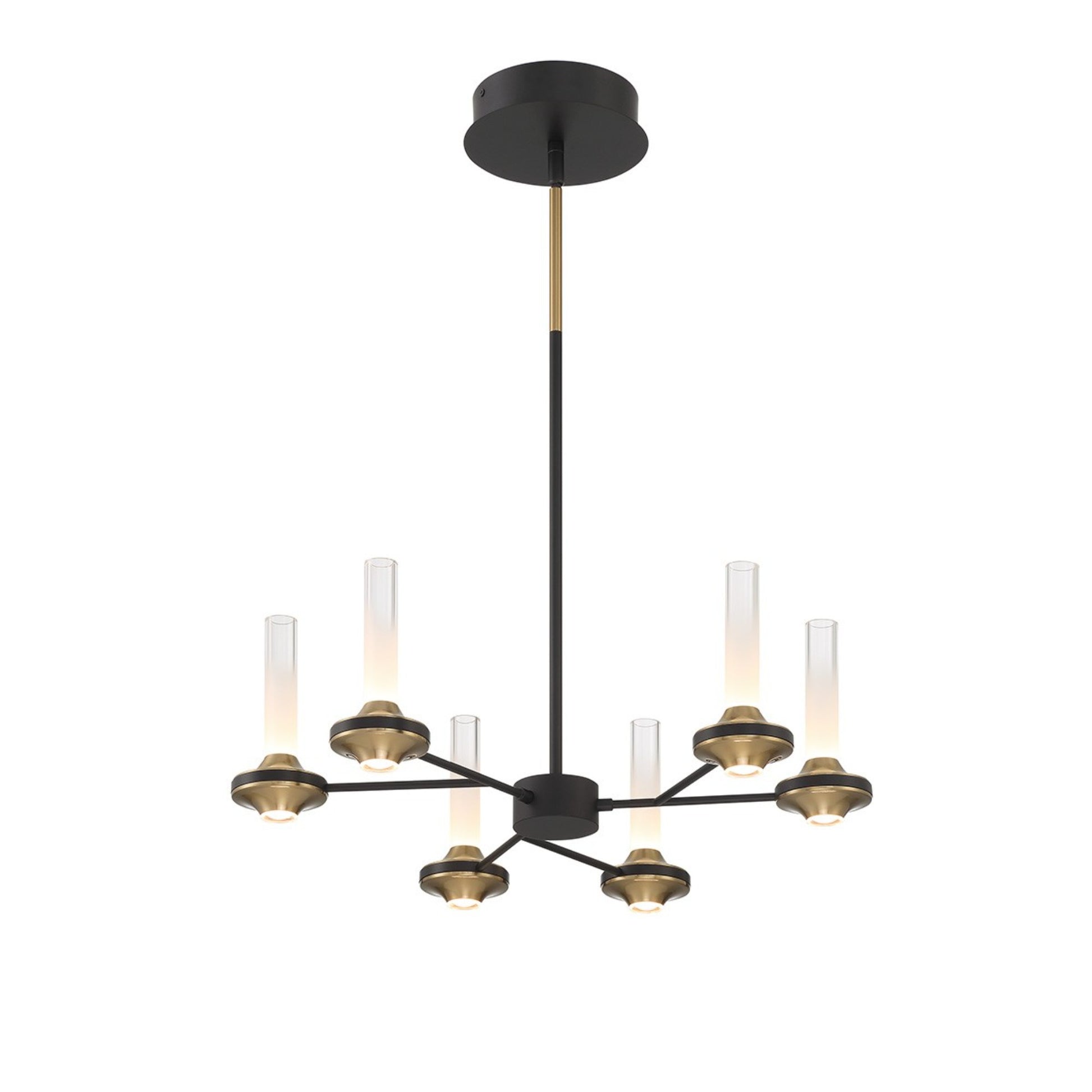 Torcia 6-Light 24" LED Chandelier, Black Finish - Bees Lighting