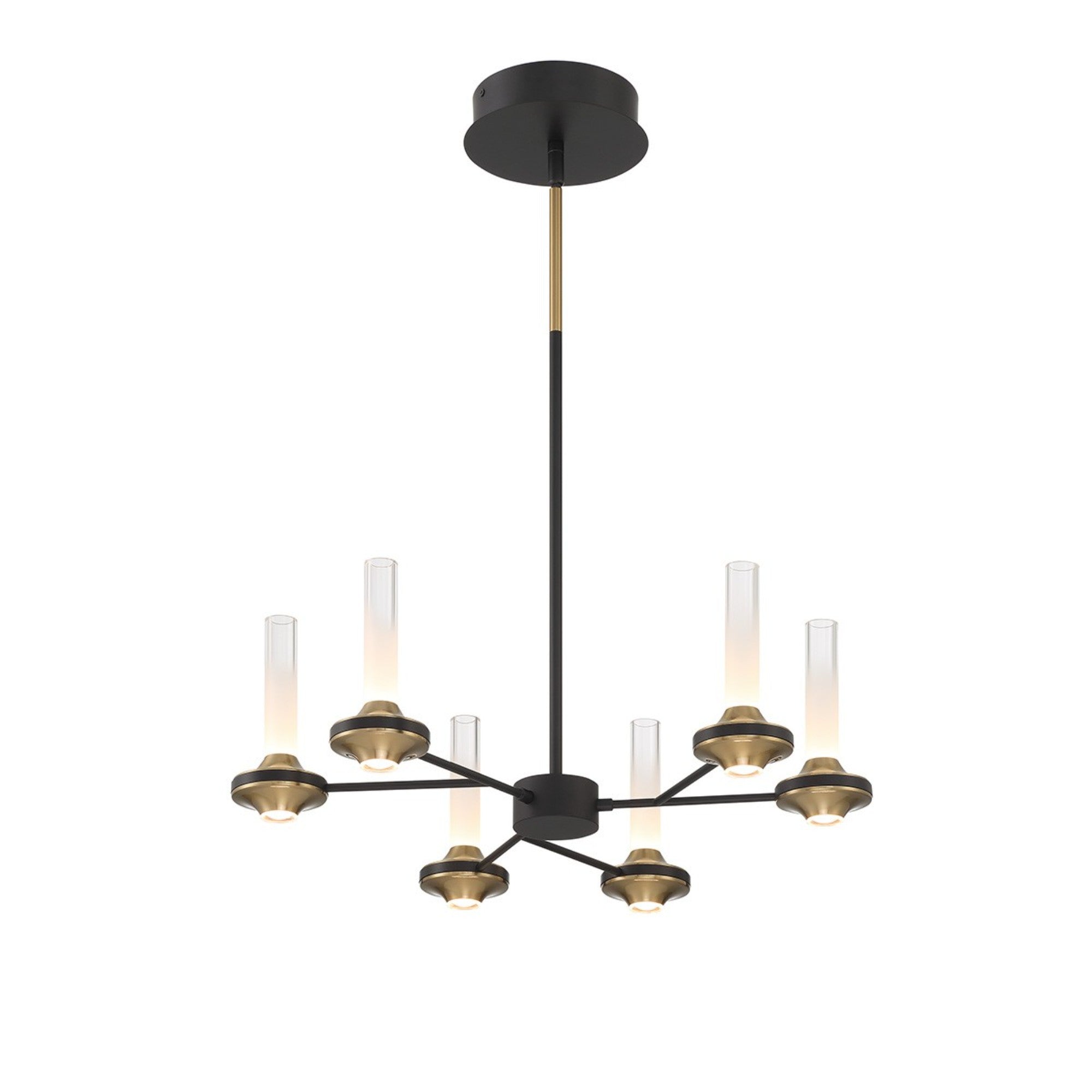 Torcia 6-Light 24" LED Chandelier, Black Finish - Bees Lighting