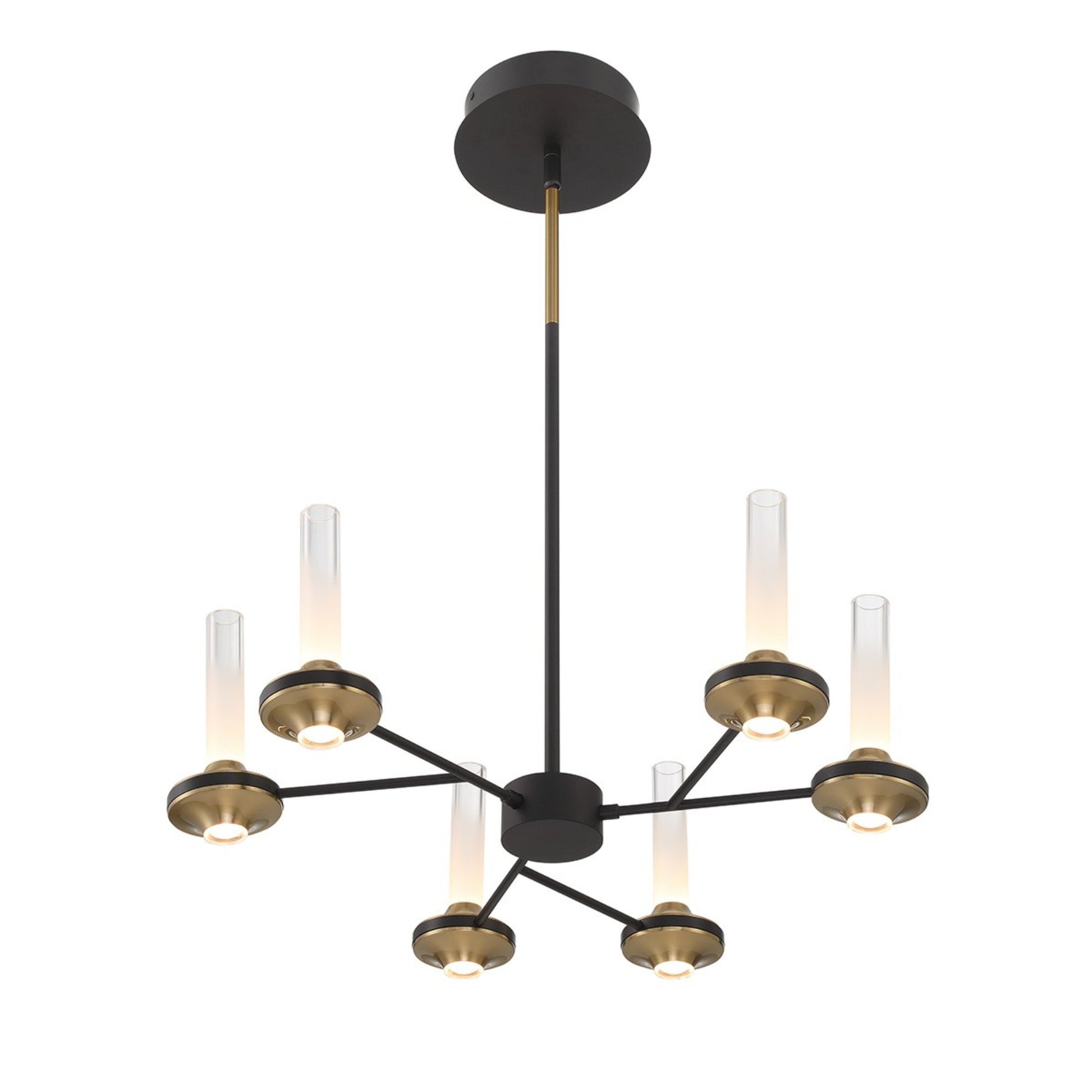 Torcia 6-Light 24" LED Chandelier, Black Finish - Bees Lighting