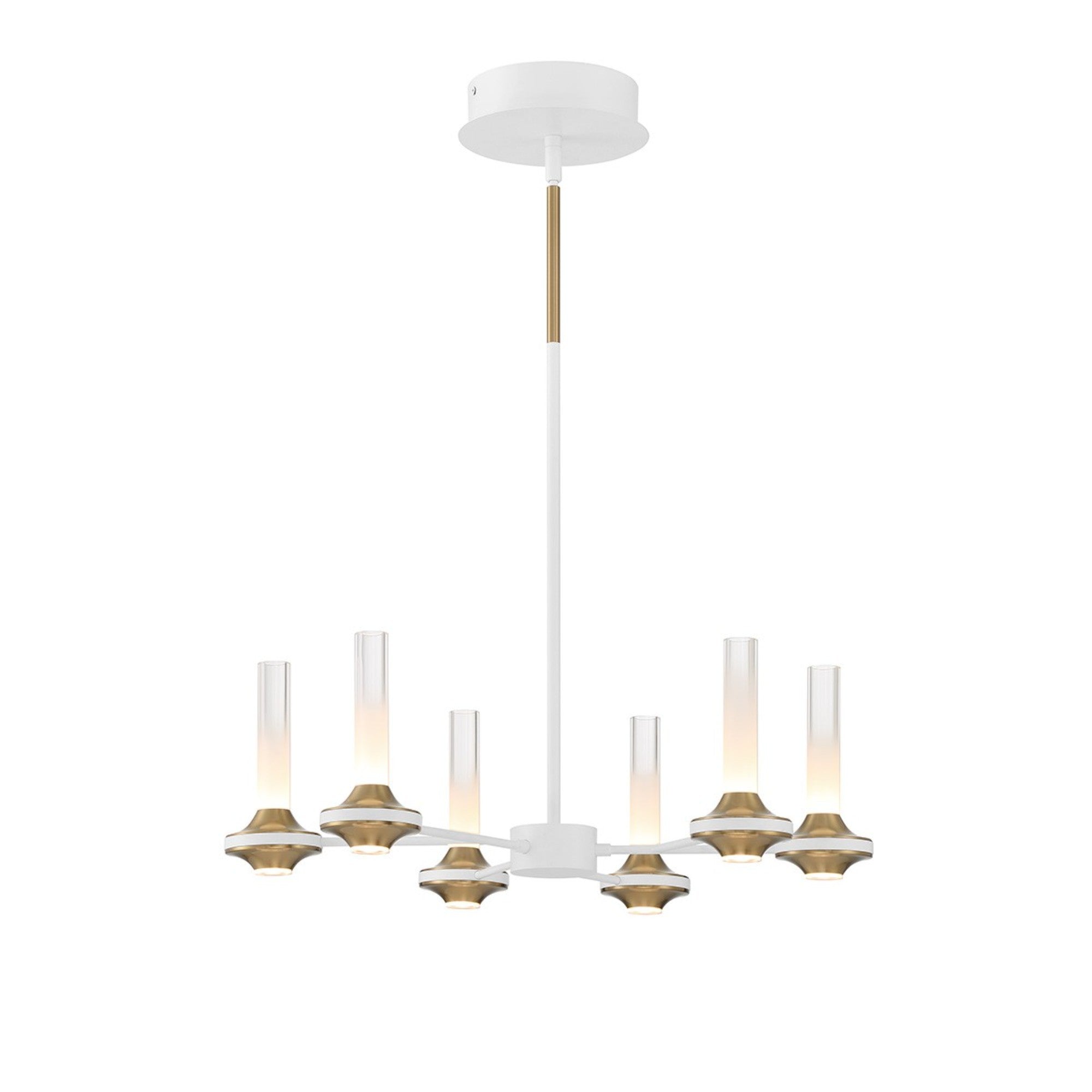 Torcia 6-Light 24" LED Chandelier, White Finish - Bees Lighting