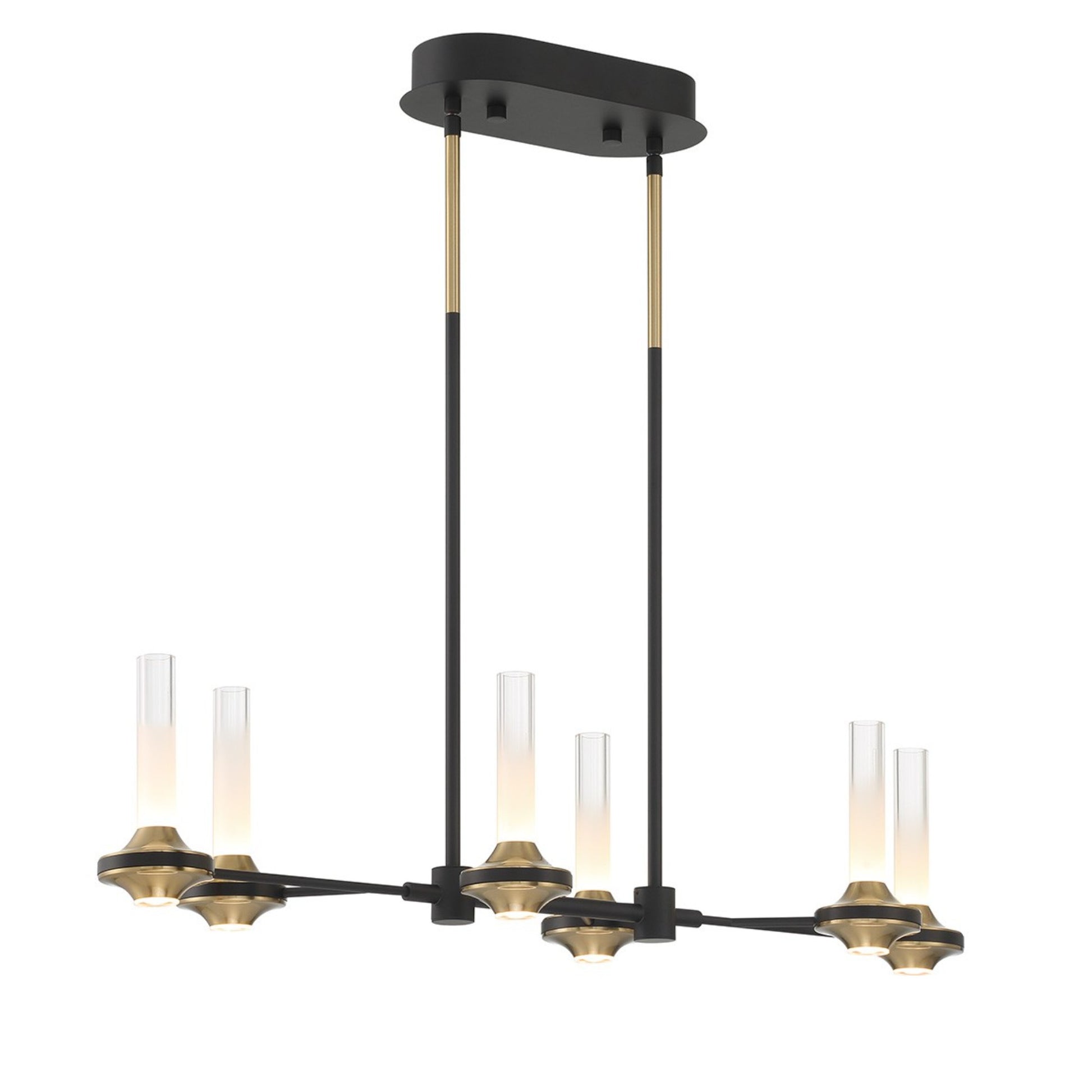 Torcia 6-Light 31" LED Chandelier, Black Finish - Bees Lighting