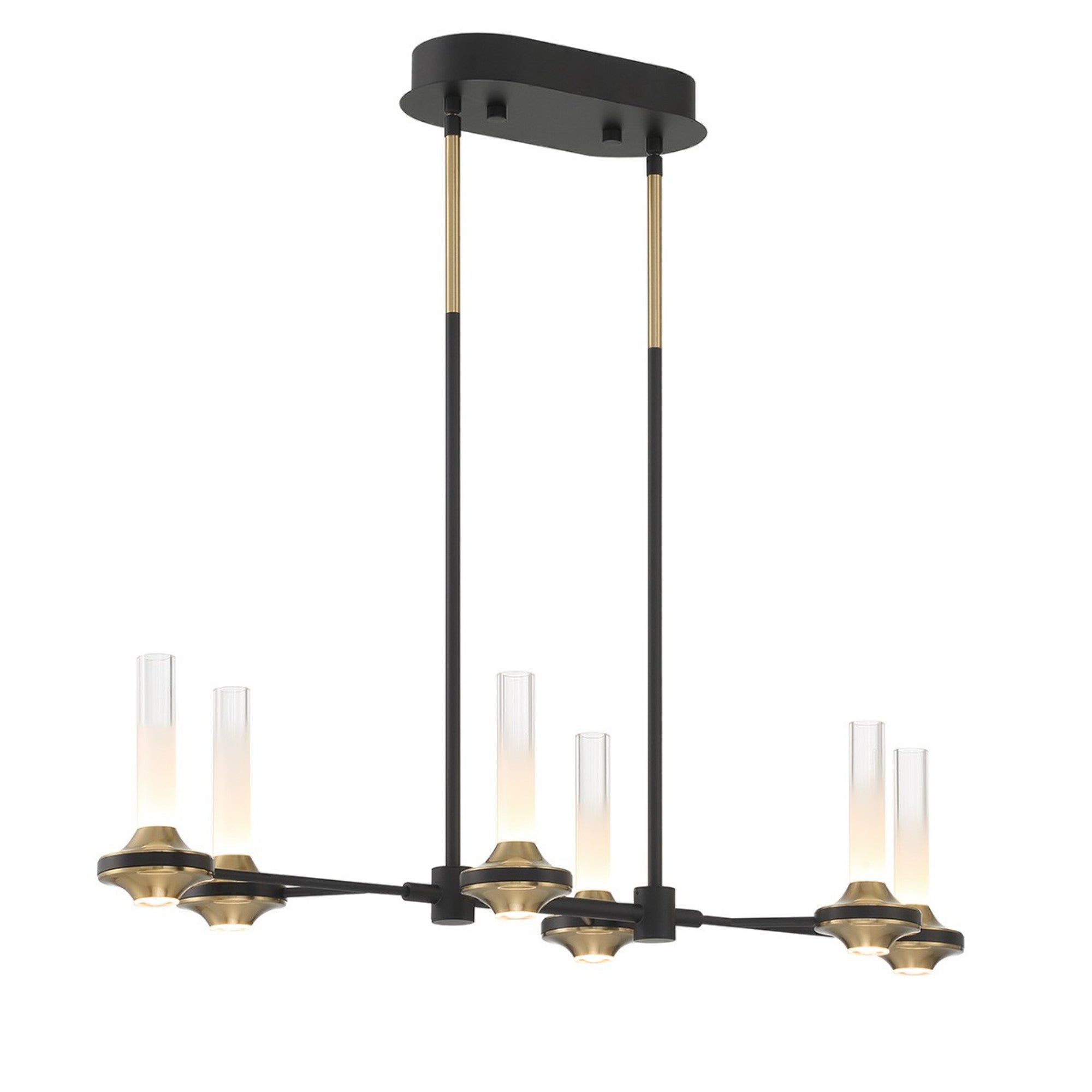 Torcia 6-Light 31" LED Chandelier, Black Finish - Bees Lighting