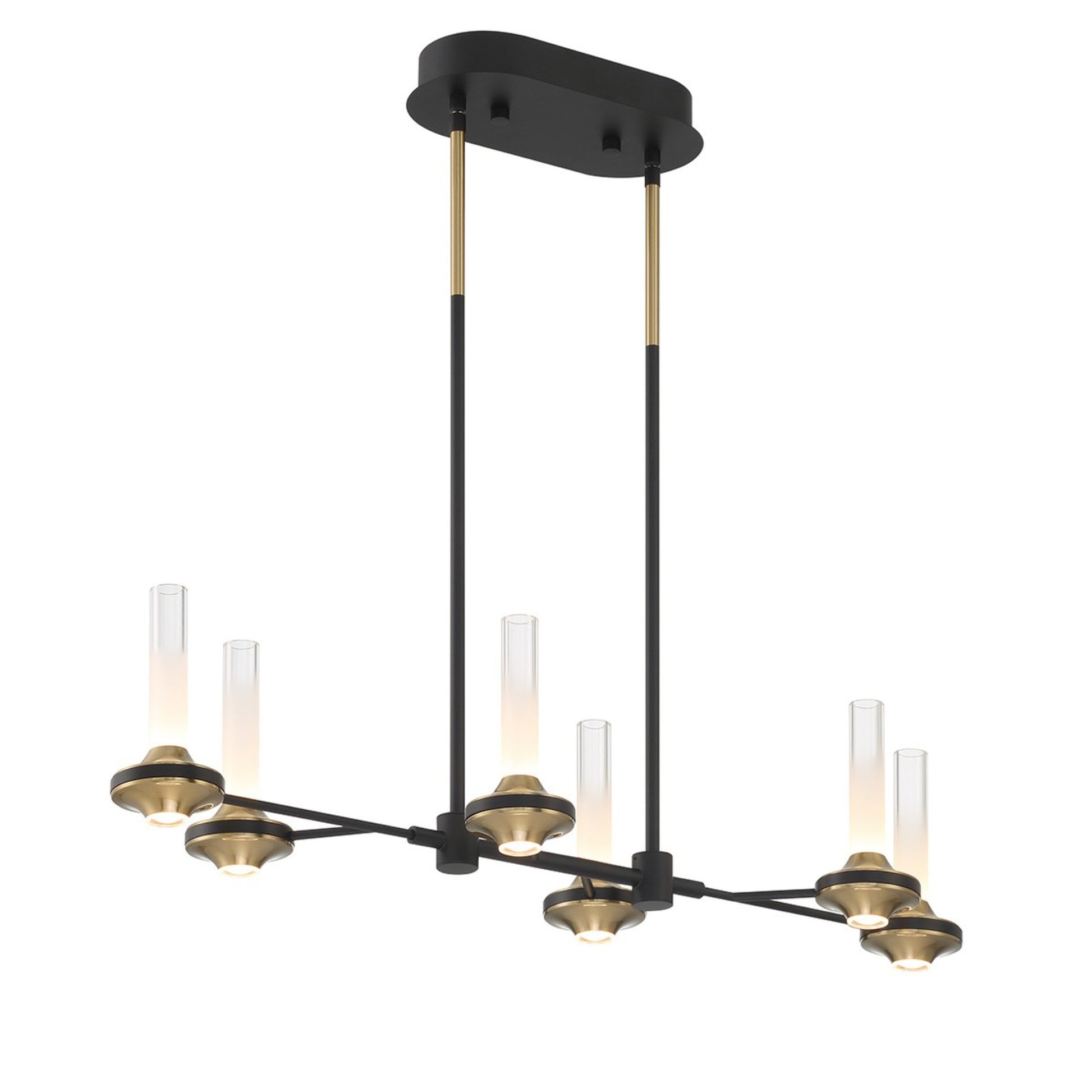 Torcia 6-Light 31" LED Chandelier, Black Finish - Bees Lighting