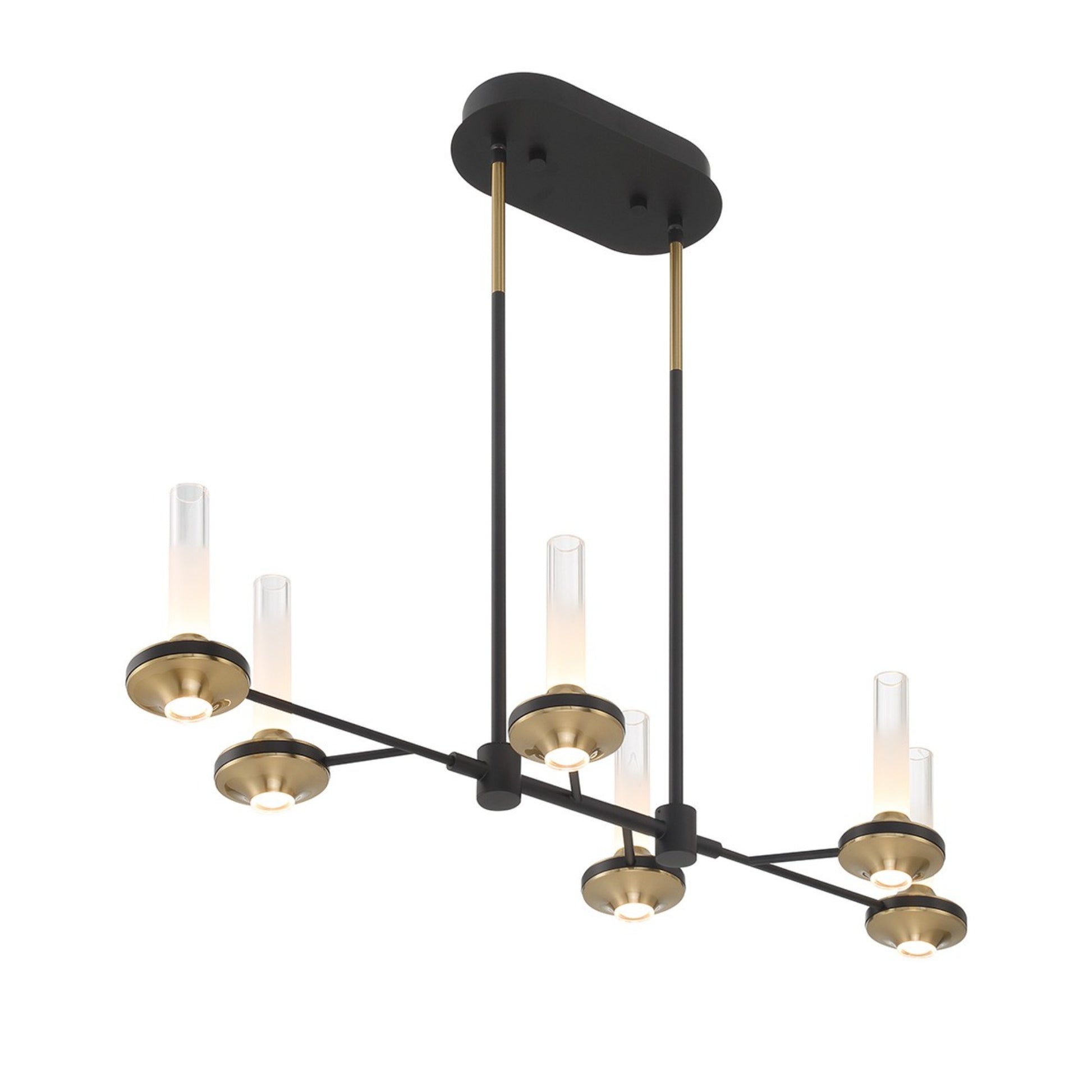 Torcia 6-Light 31" LED Chandelier, Black Finish - Bees Lighting